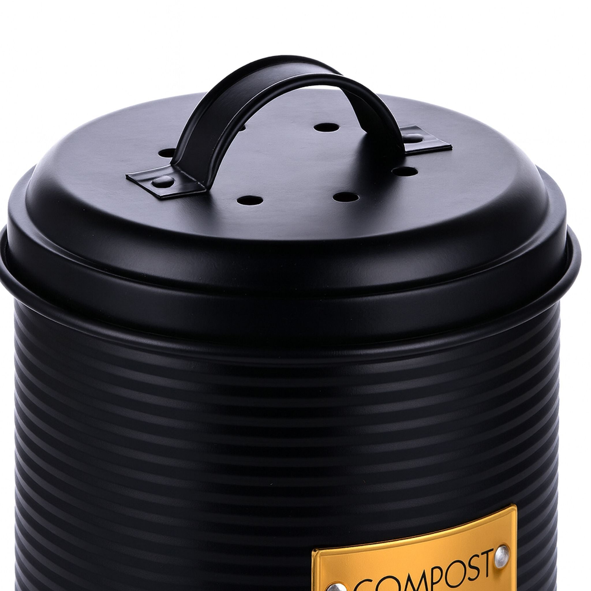 Komposteimer mit Geruchsfilter 2,5L Gold-Schwarz von Relaxdays