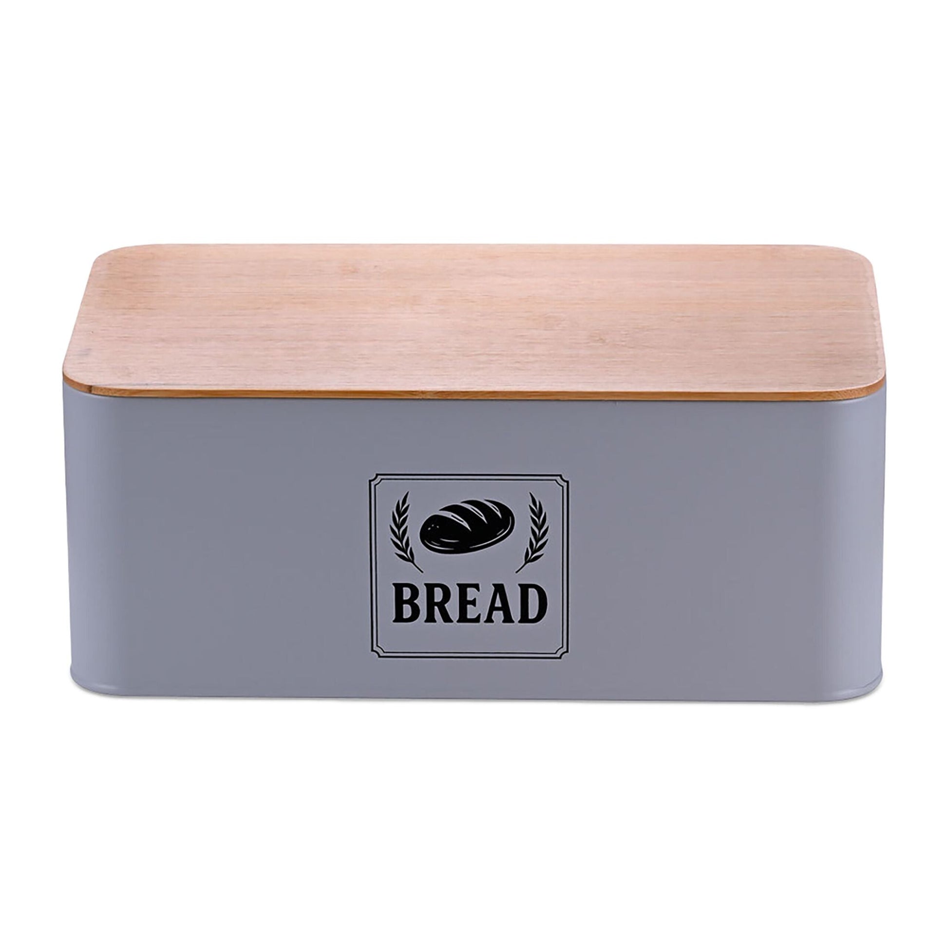 Brotkasten mit Bambusdeckel Retro-Design Hellbraun-Schwarz-Grau von Relaxdays