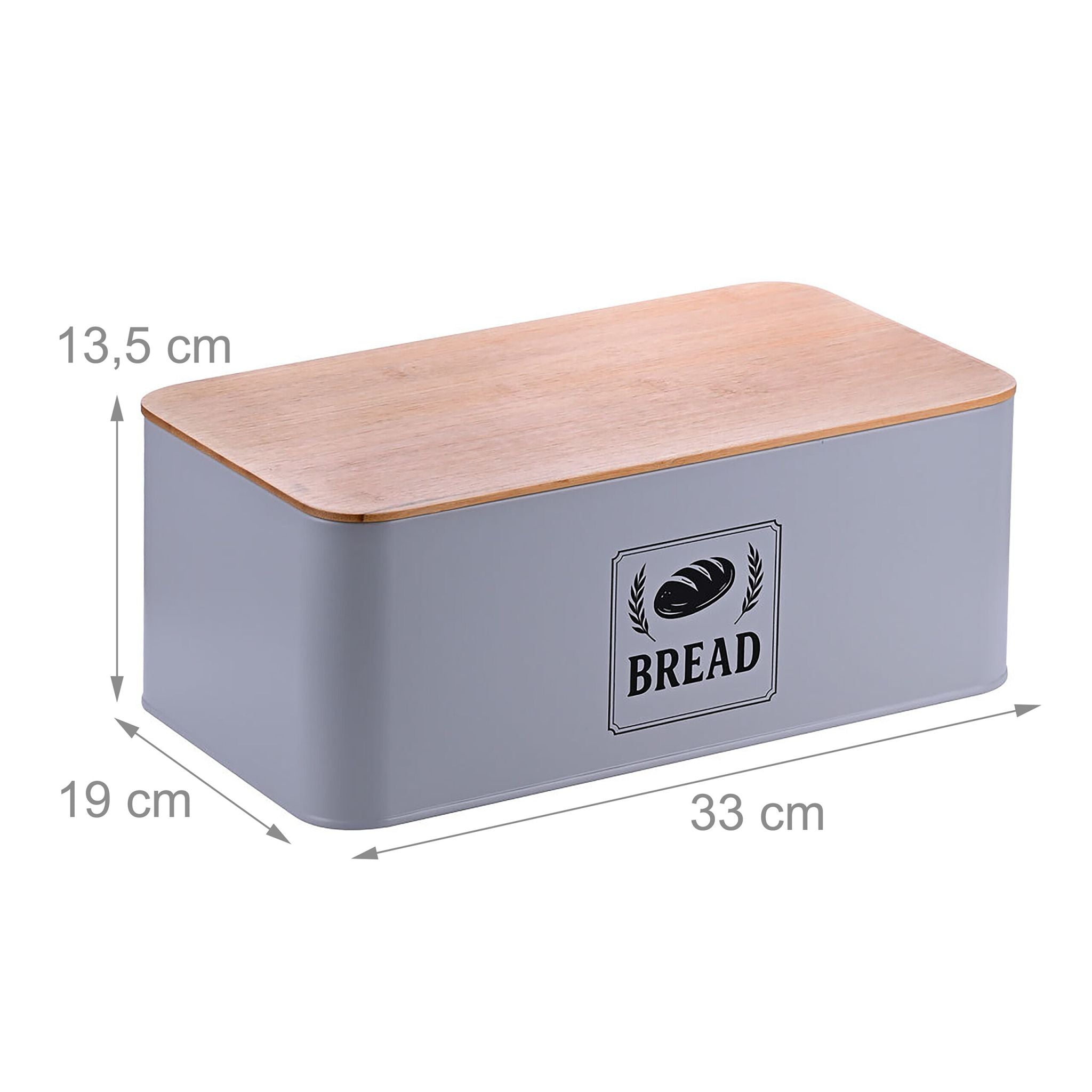 Brotkasten mit Bambusdeckel Retro-Design Hellbraun-Schwarz-Grau von Relaxdays
