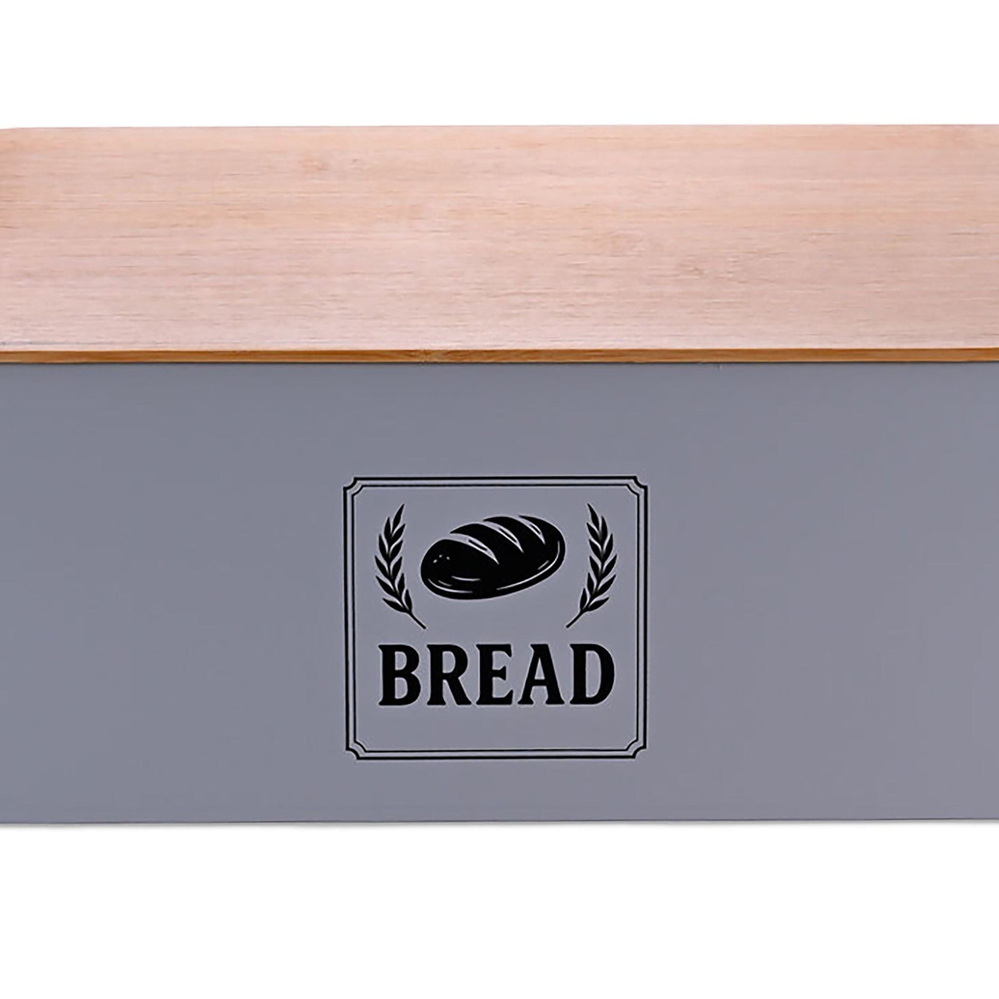 Brotkasten mit Bambusdeckel Retro-Design Hellbraun-Schwarz-Grau von Relaxdays