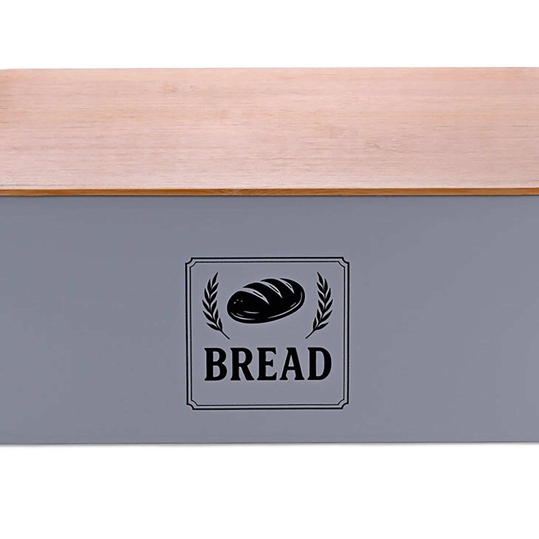 Brotkasten mit Bambusdeckel Retro-Design Hellbraun-Schwarz-Grau von Relaxdays