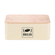 Brotkasten mit Bambusdeckel Retro-Design Beige-Hellbraun-Schwarz von Relaxdays
