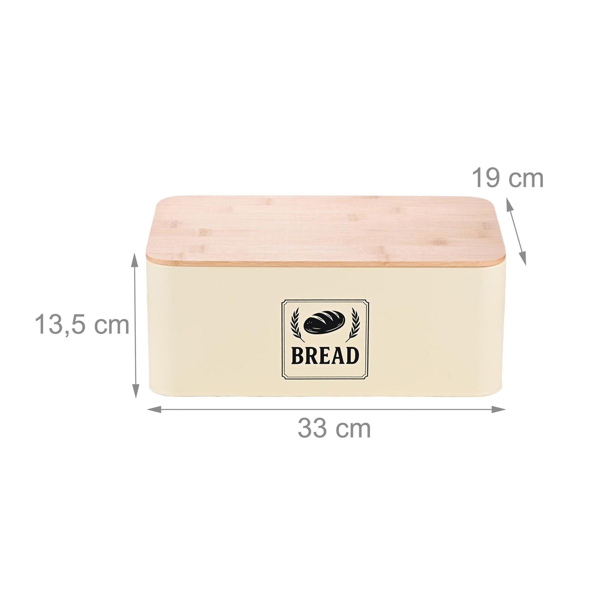 Brotkasten mit Bambusdeckel Retro-Design Beige-Hellbraun-Schwarz von Relaxdays