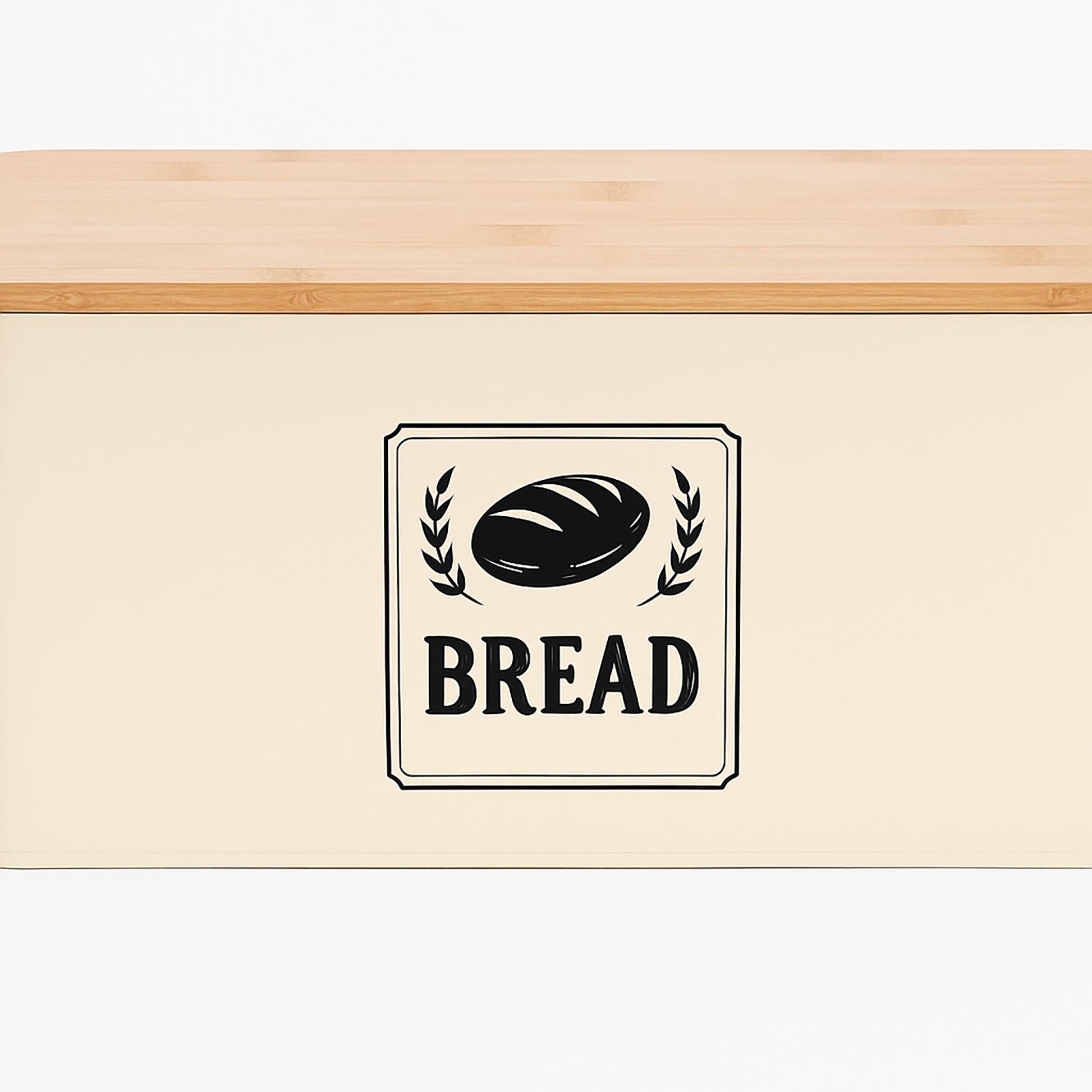Brotkasten mit Bambusdeckel Retro-Design Beige-Hellbraun-Schwarz von Relaxdays