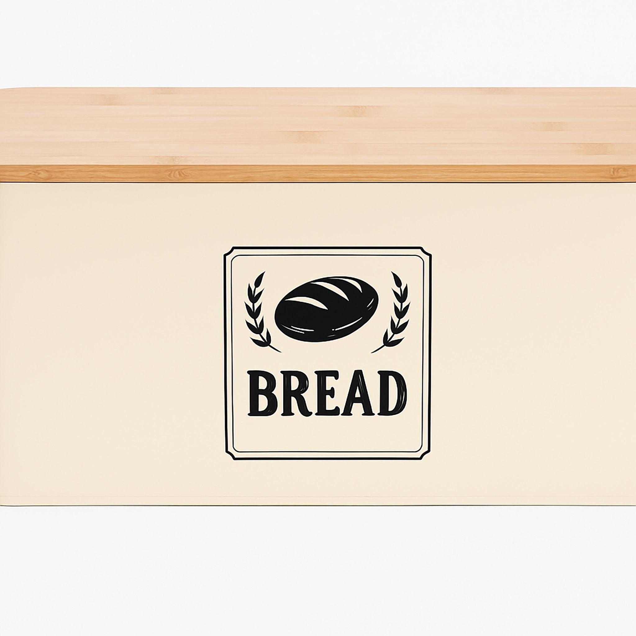 Brotkasten mit Bambusdeckel Retro-Design Beige-Hellbraun-Schwarz von Relaxdays