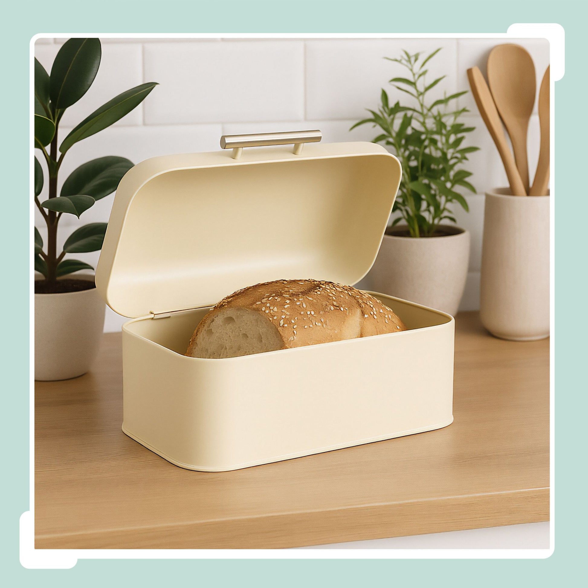 Brotkasten mit Deckel und Brotbeutel Beige-Hellbraun von Relaxdays