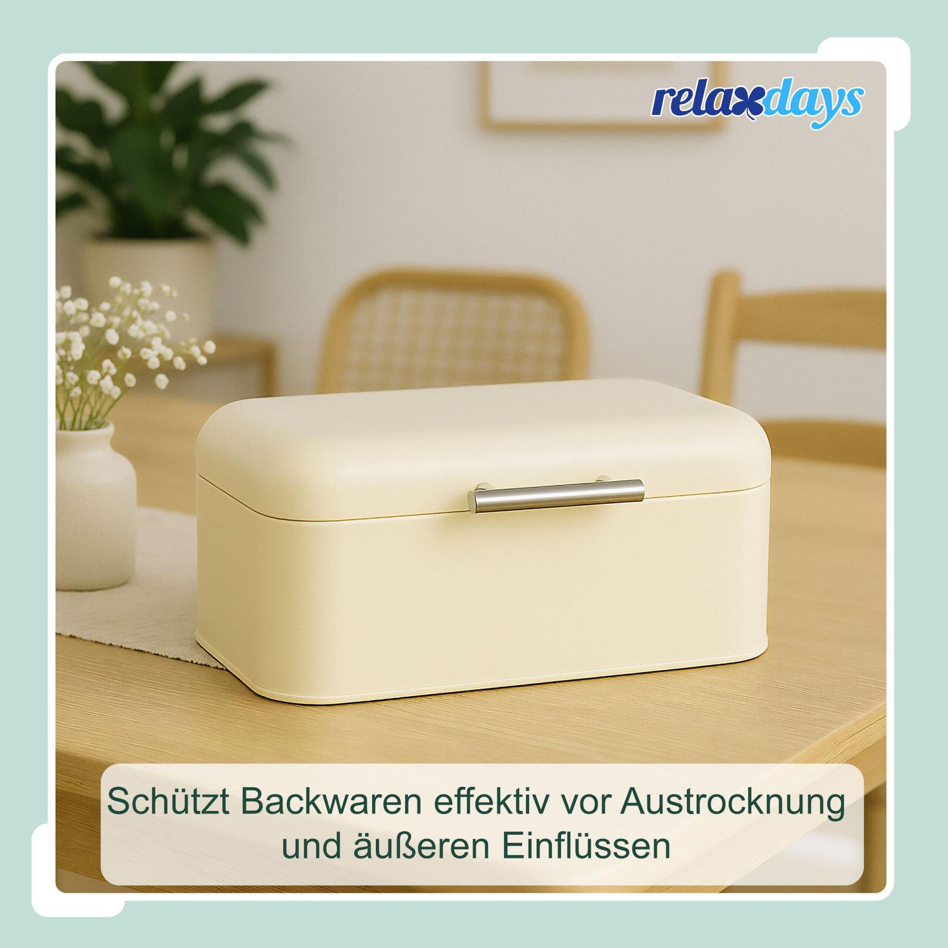 Brotkasten mit Deckel und Brotbeutel Beige-Hellbraun von Relaxdays