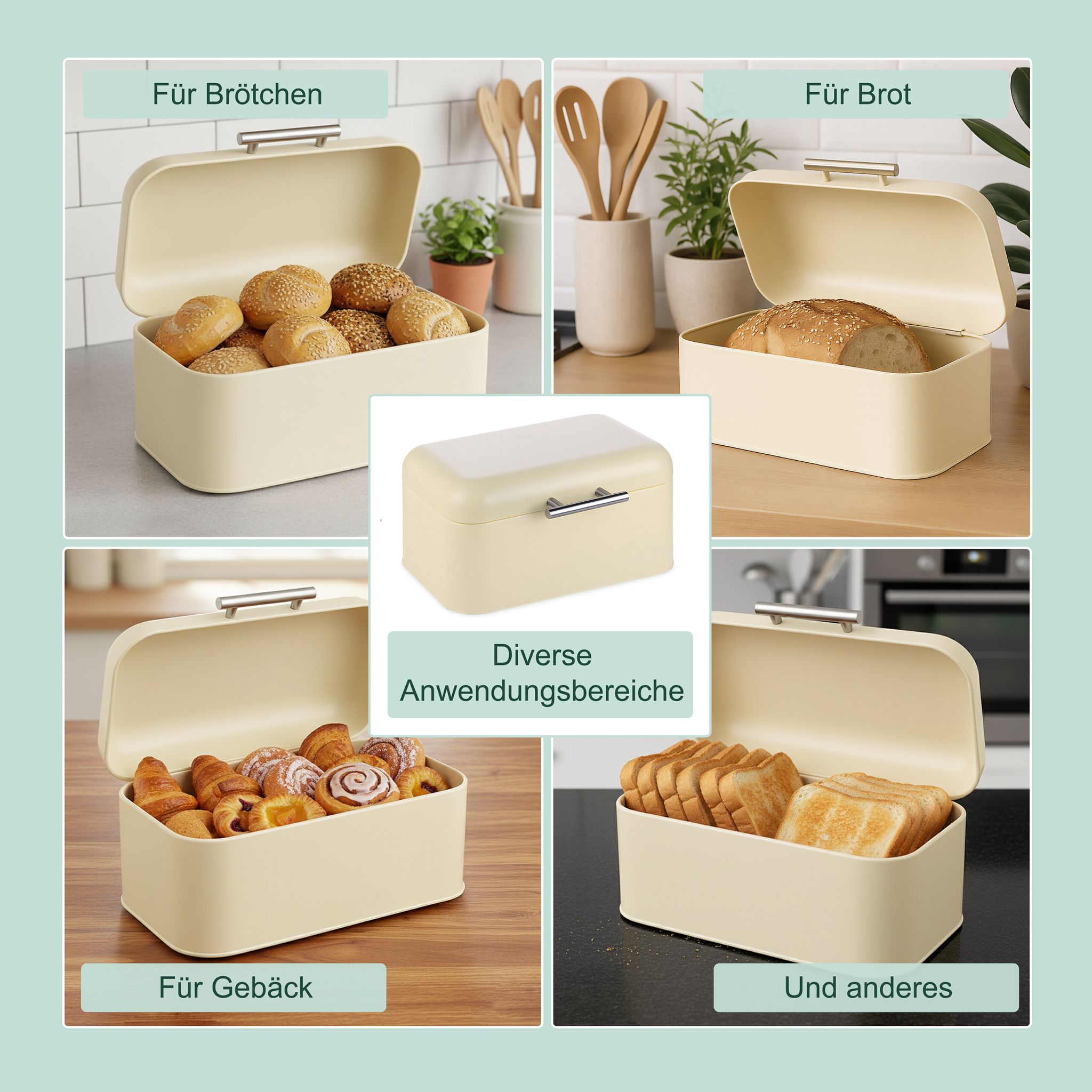 Brotkasten mit Deckel und Brotbeutel Beige-Hellbraun von Relaxdays