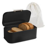 Brotkasten mit Deckel und Brotbeutel Hellbraun-Schwarz von Relaxdays