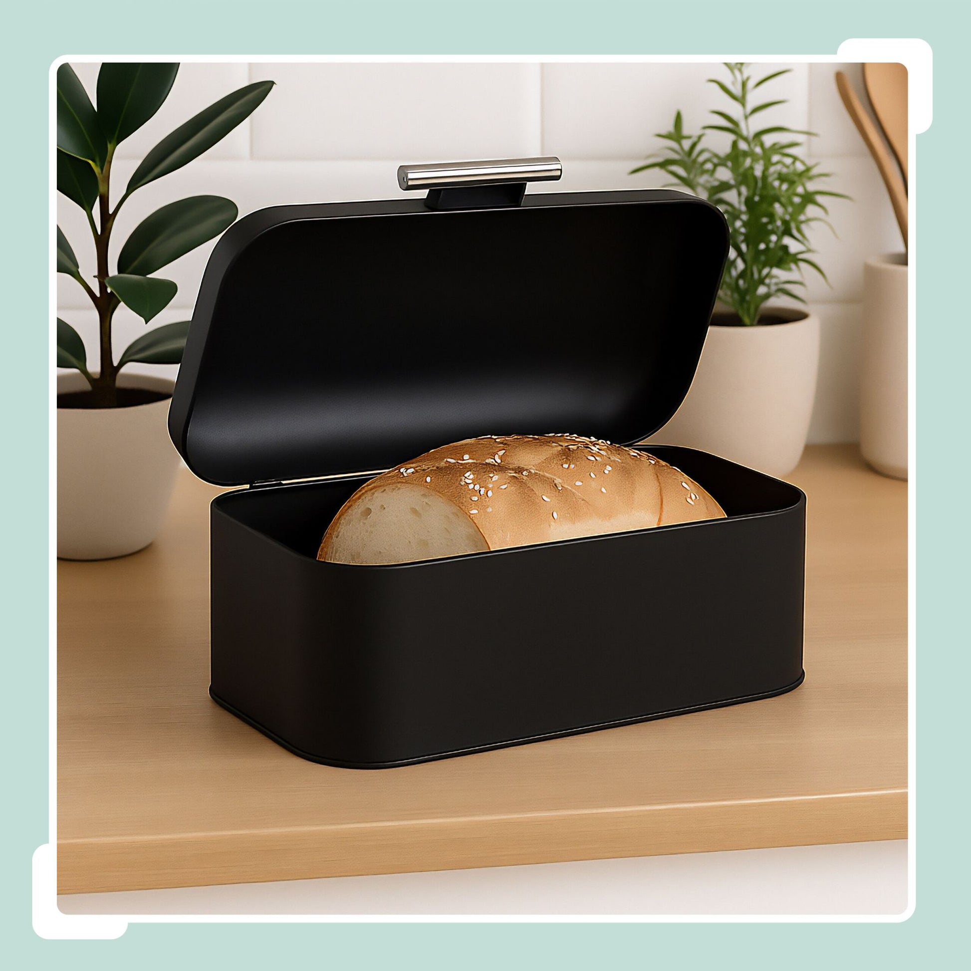 Brotkasten mit Deckel und Brotbeutel Hellbraun-Schwarz von Relaxdays