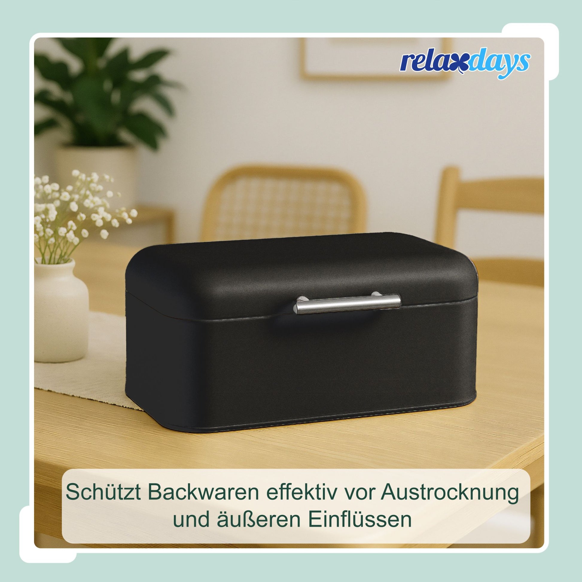 Brotkasten mit Deckel und Brotbeutel Hellbraun-Schwarz von Relaxdays