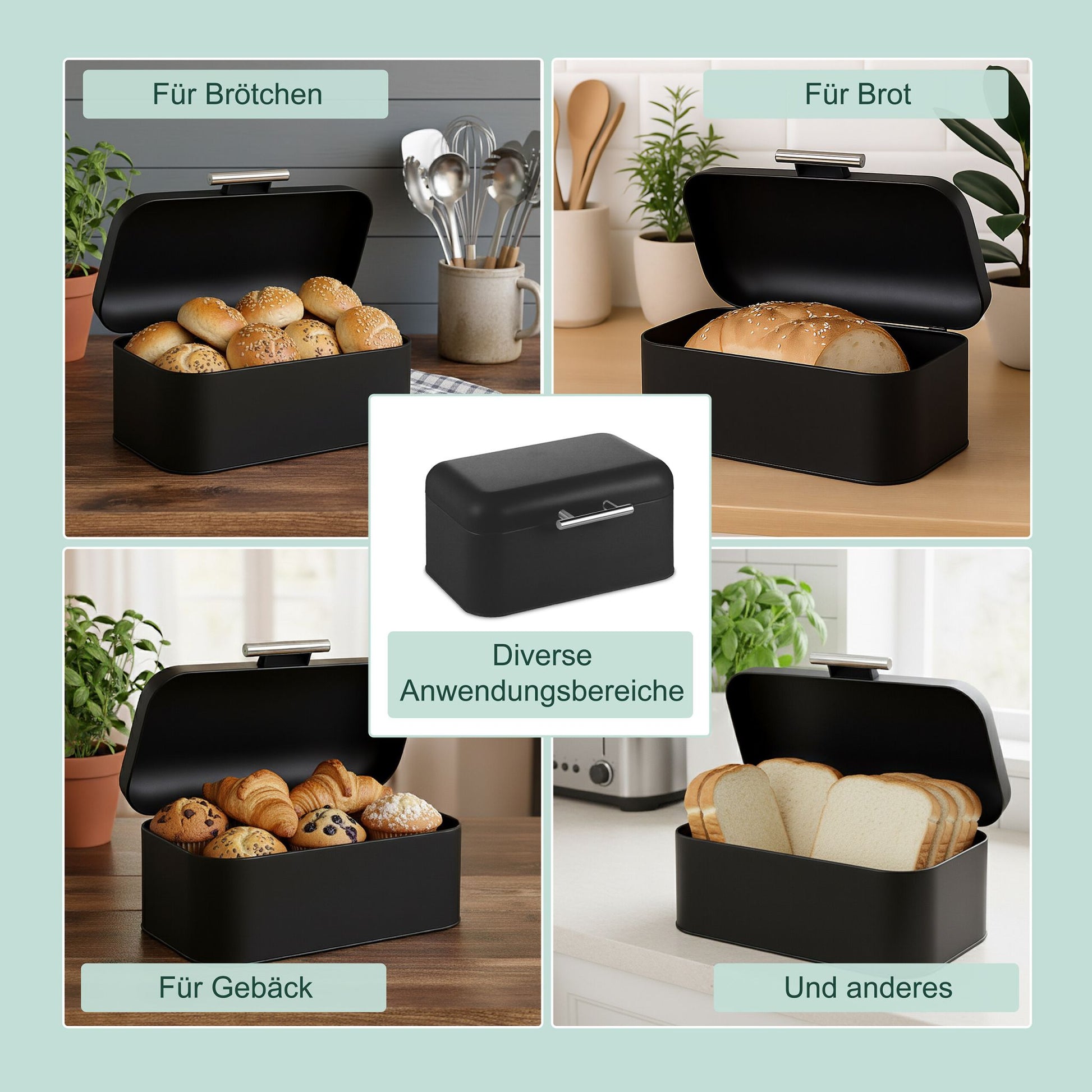 Brotkasten mit Deckel und Brotbeutel Hellbraun-Schwarz von Relaxdays
