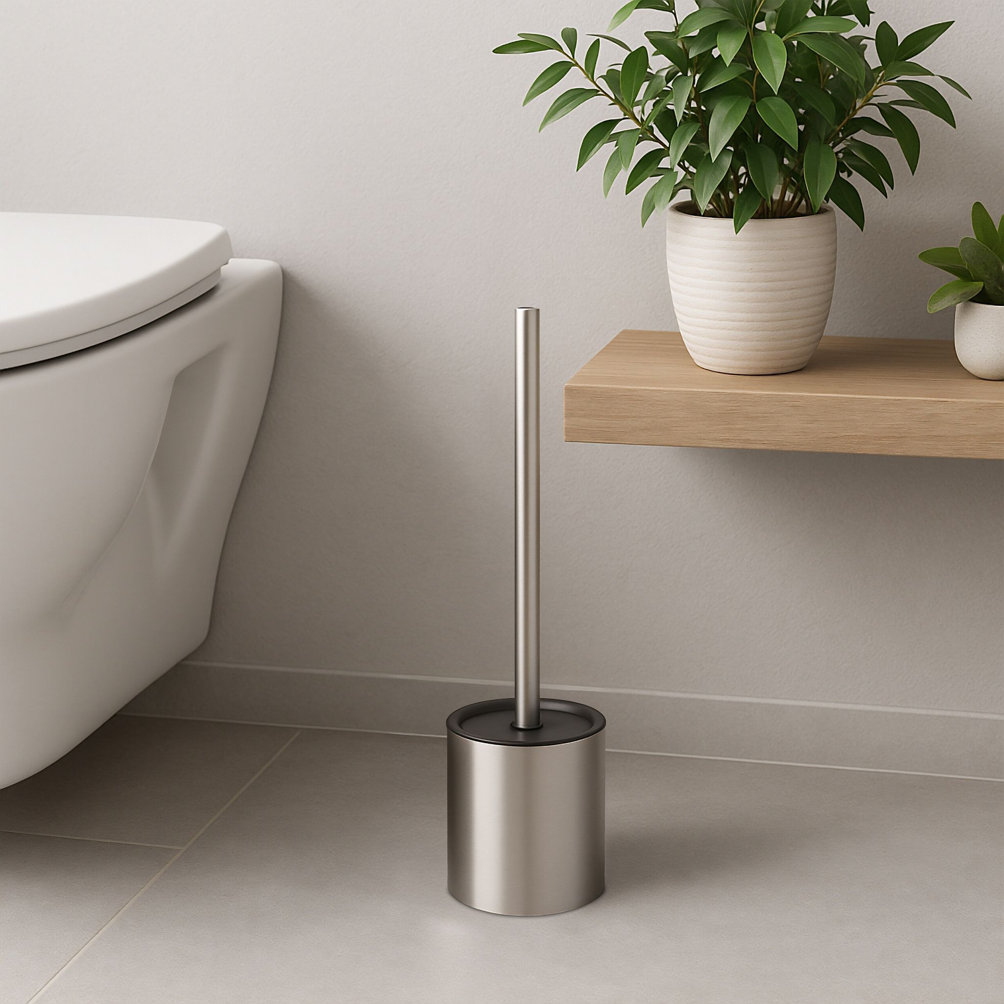 WC-Bürstenhalter mit Klobürste Edelstahl Schwarz-Silber