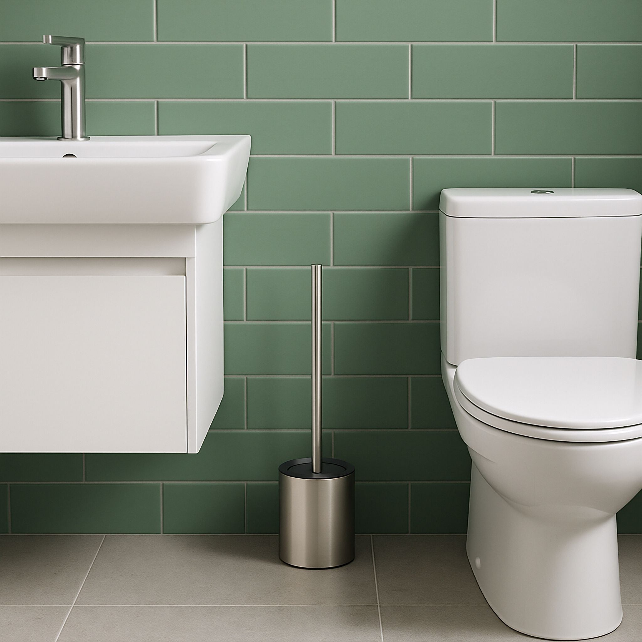 WC-Bürstenhalter mit Klobürste Edelstahl Schwarz-Silber