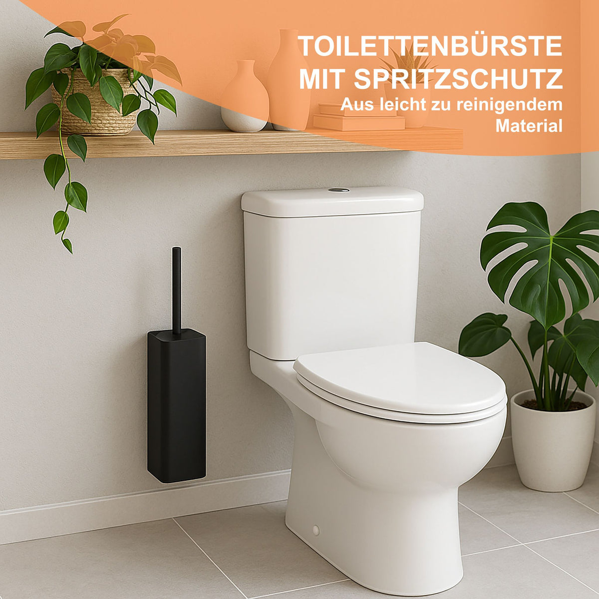 Toilettenbürste zur Wandmontage Schwarz von Relaxdays