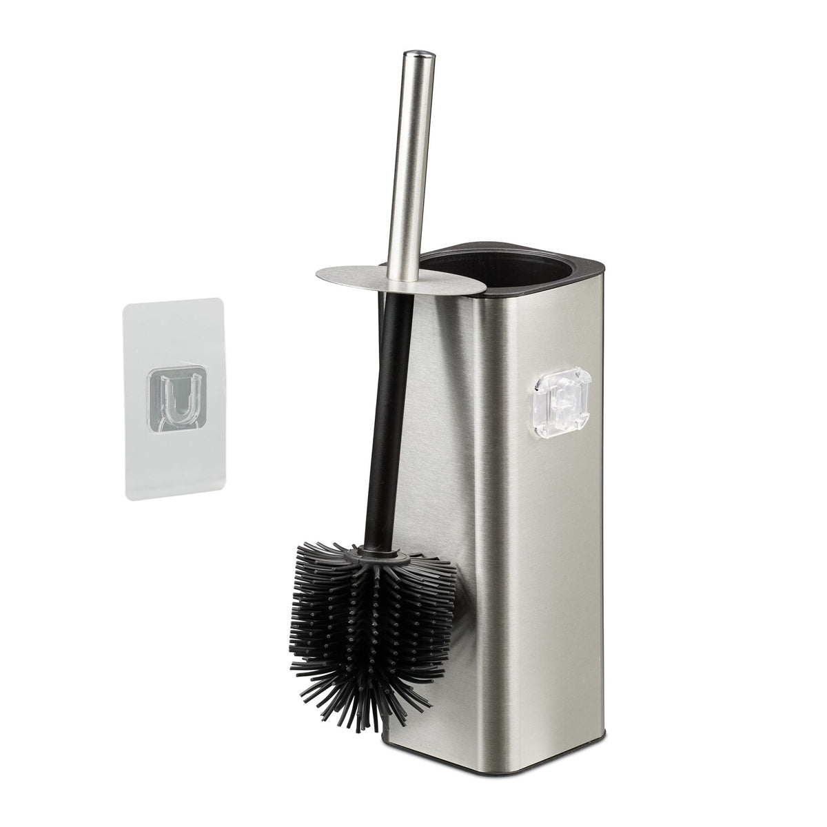 Toilettenbürste zur Wandmontage Schwarz-Silber von Relaxdays