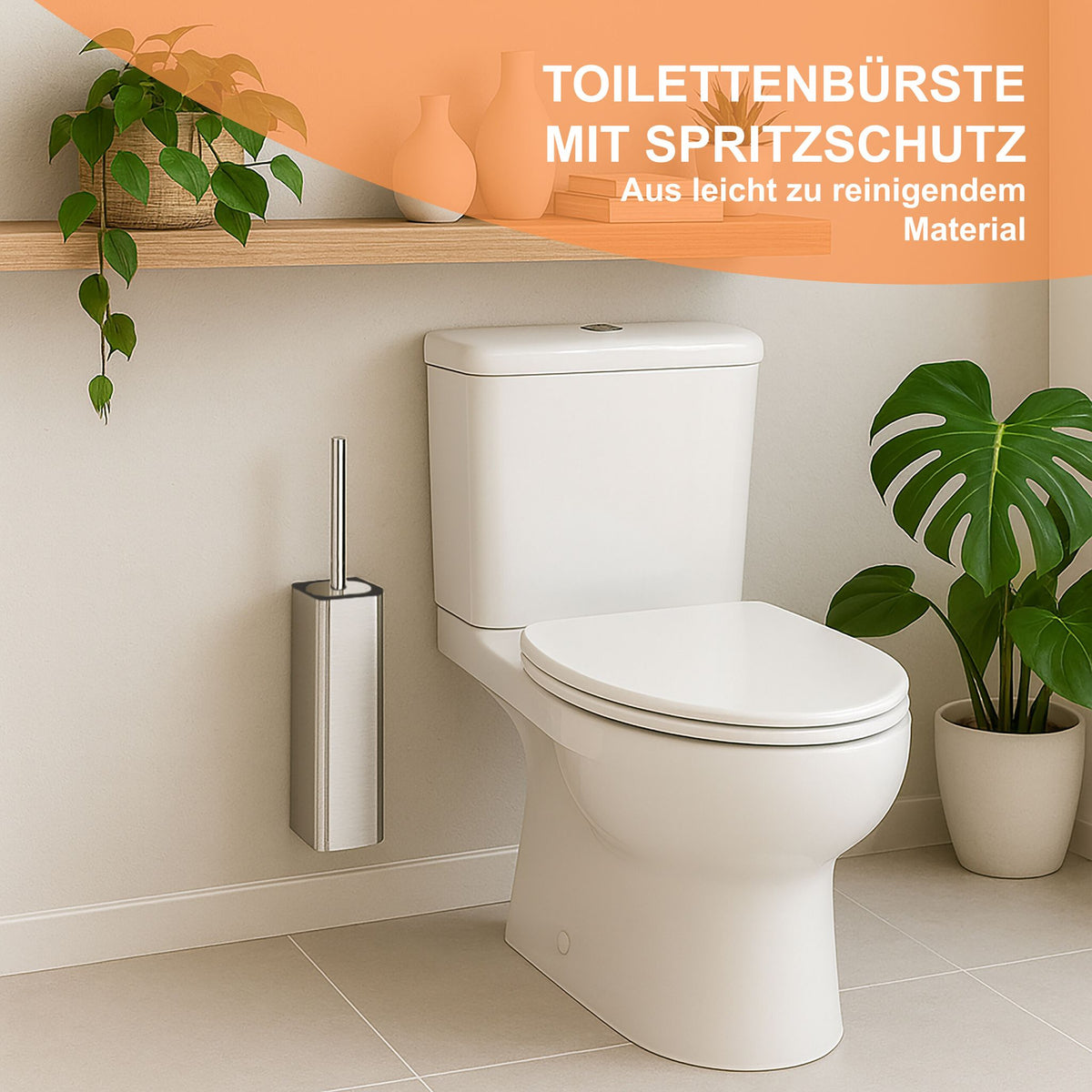 Toilettenbürste zur Wandmontage Schwarz-Silber von Relaxdays