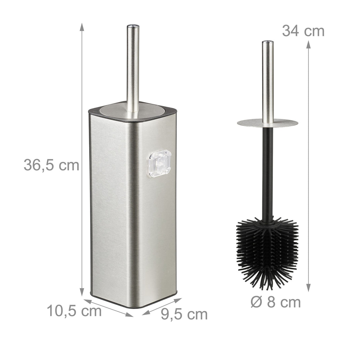 Toilettenbürste zur Wandmontage Schwarz-Silber von Relaxdays