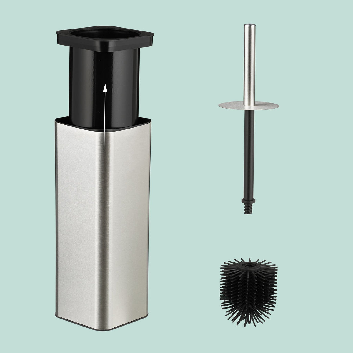 Toilettenbürste zur Wandmontage Schwarz-Silber von Relaxdays