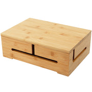 Kabelbox mit Magnetdeckel Bambus Hellbraun von Relaxdays