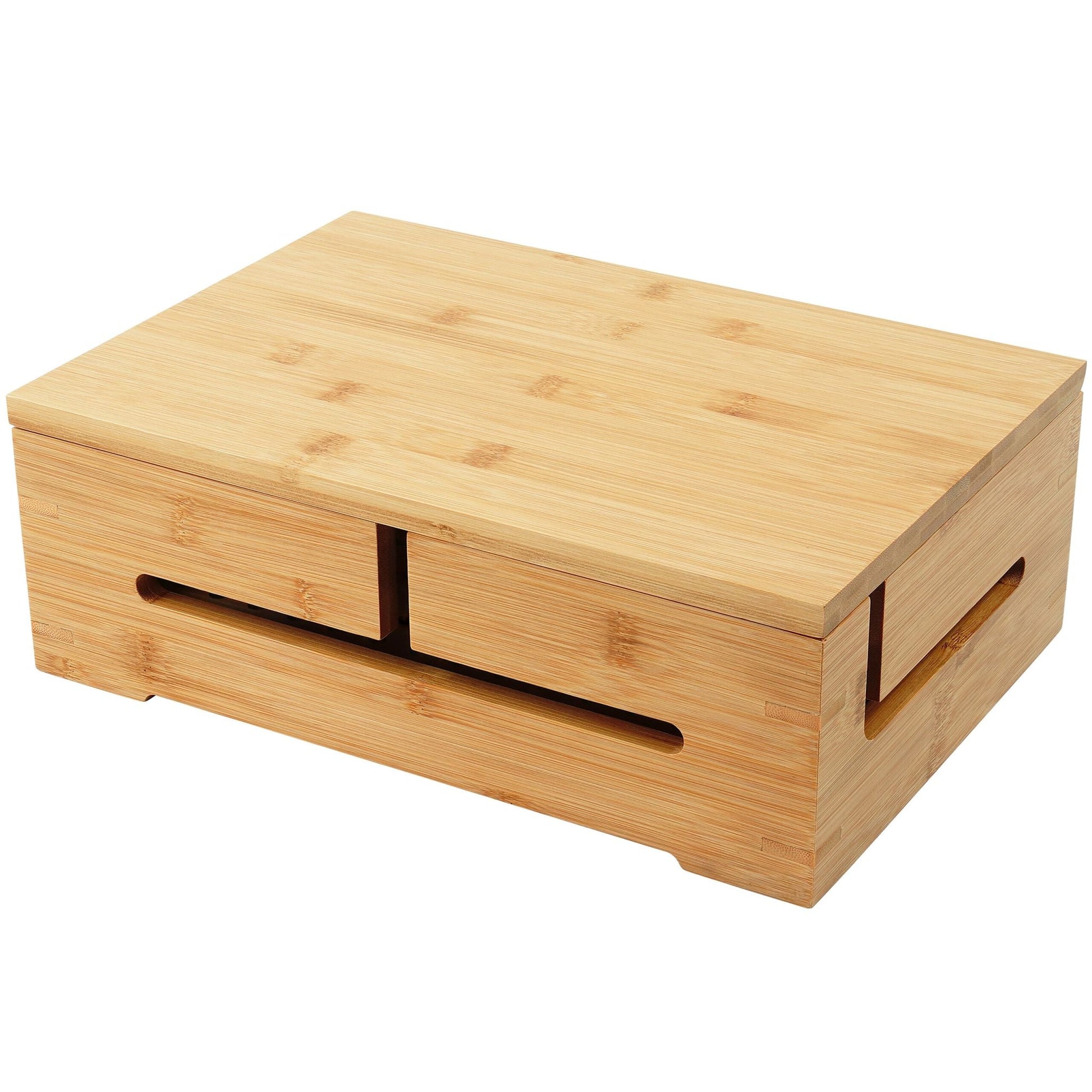 Kabelbox mit Magnetdeckel Bambus Hellbraun von Relaxdays