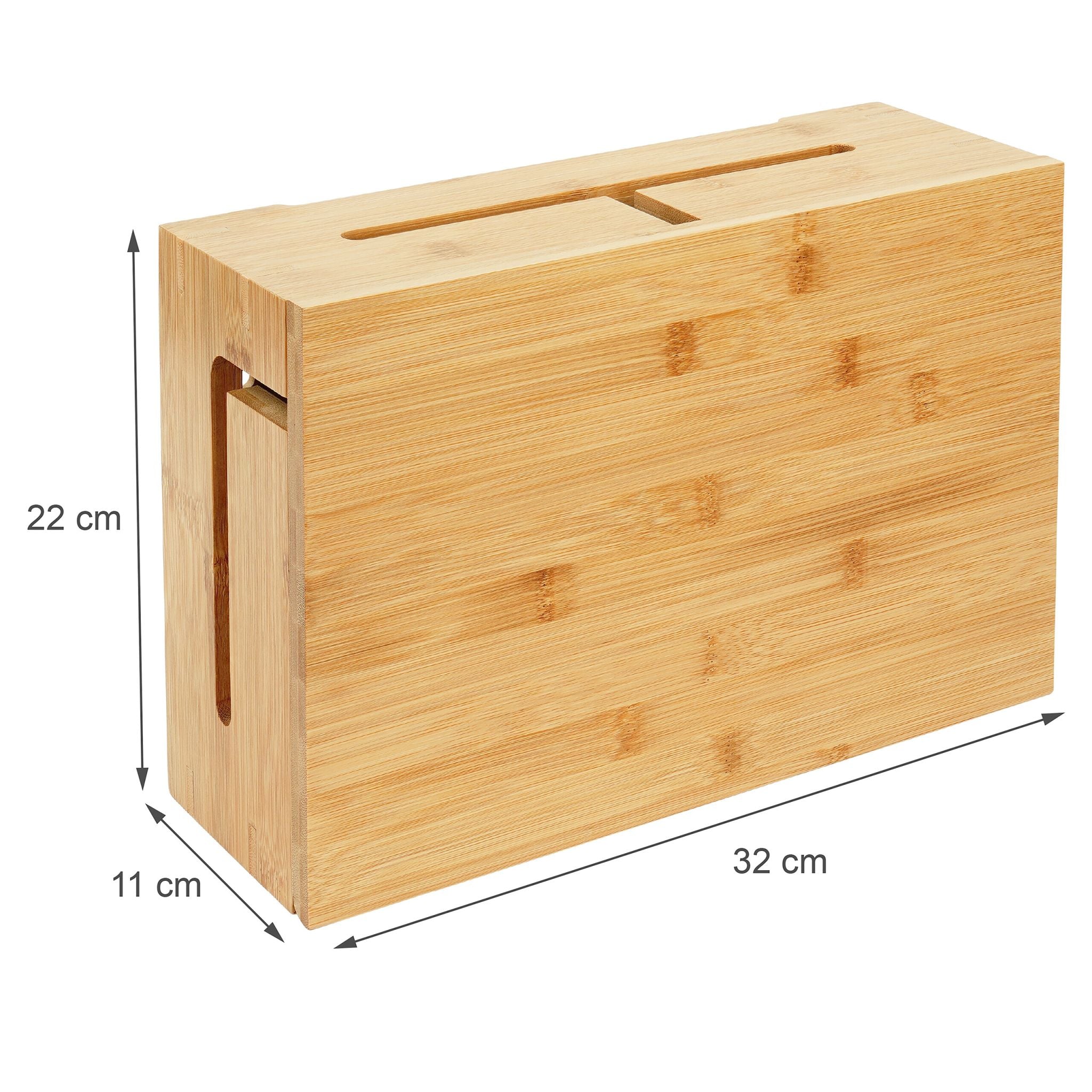 Kabelbox mit Magnetdeckel Bambus Hellbraun von Relaxdays