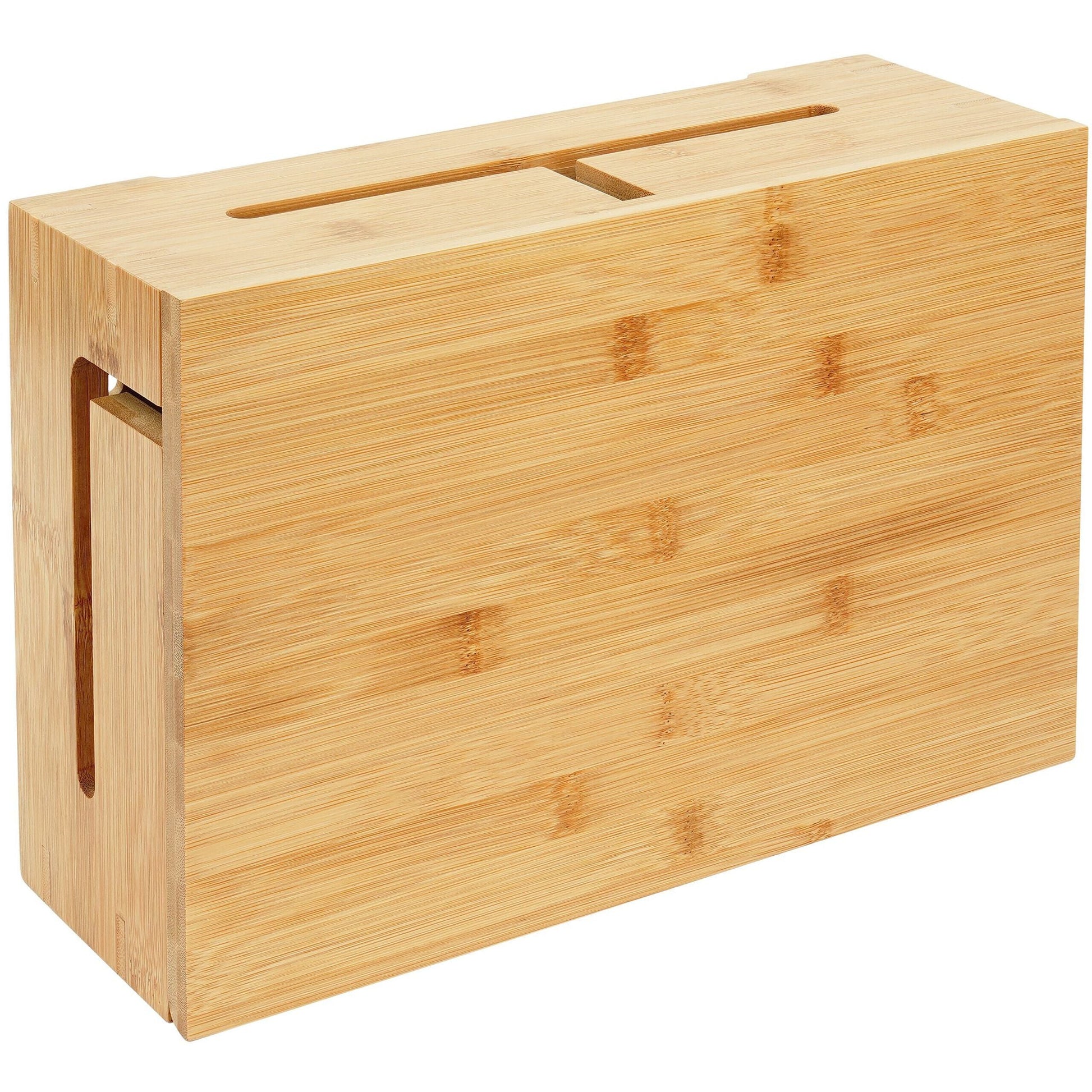 Kabelbox mit Magnetdeckel Bambus Hellbraun von Relaxdays