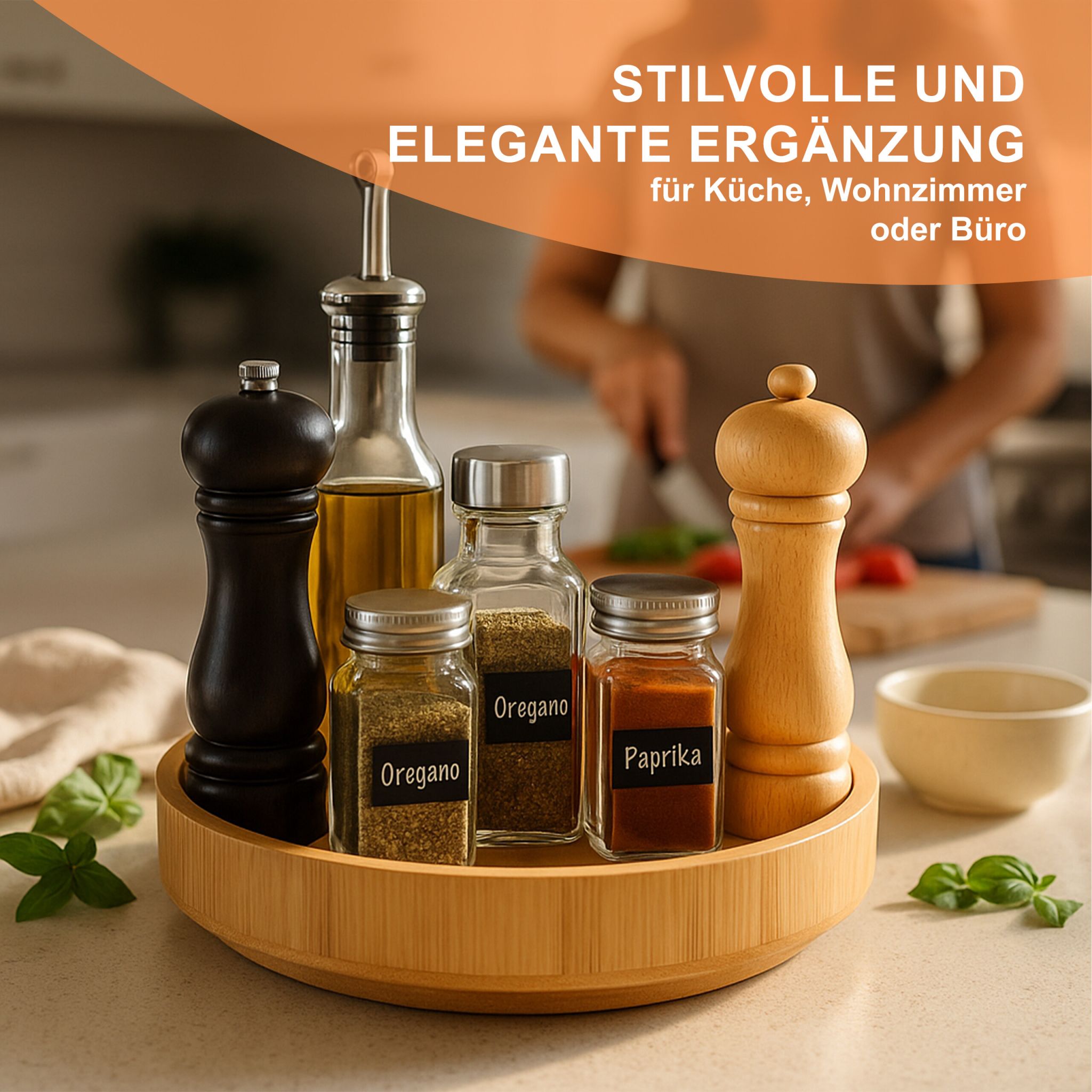 Drehteller Bambus Hellbraun von Relaxdays
