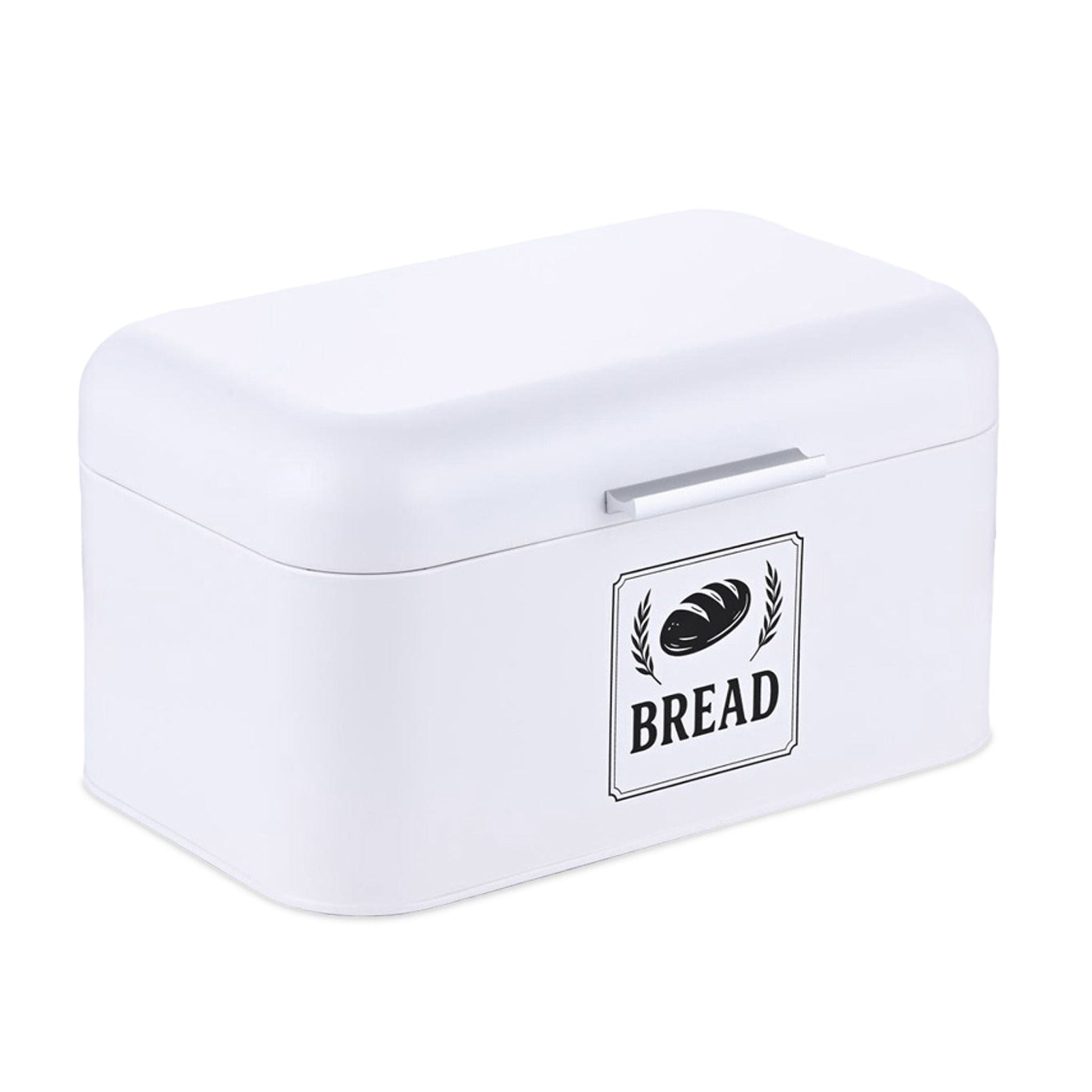 Retro Brotkasten mit Deckel & Griff Weiss-Silber von Relaxdays