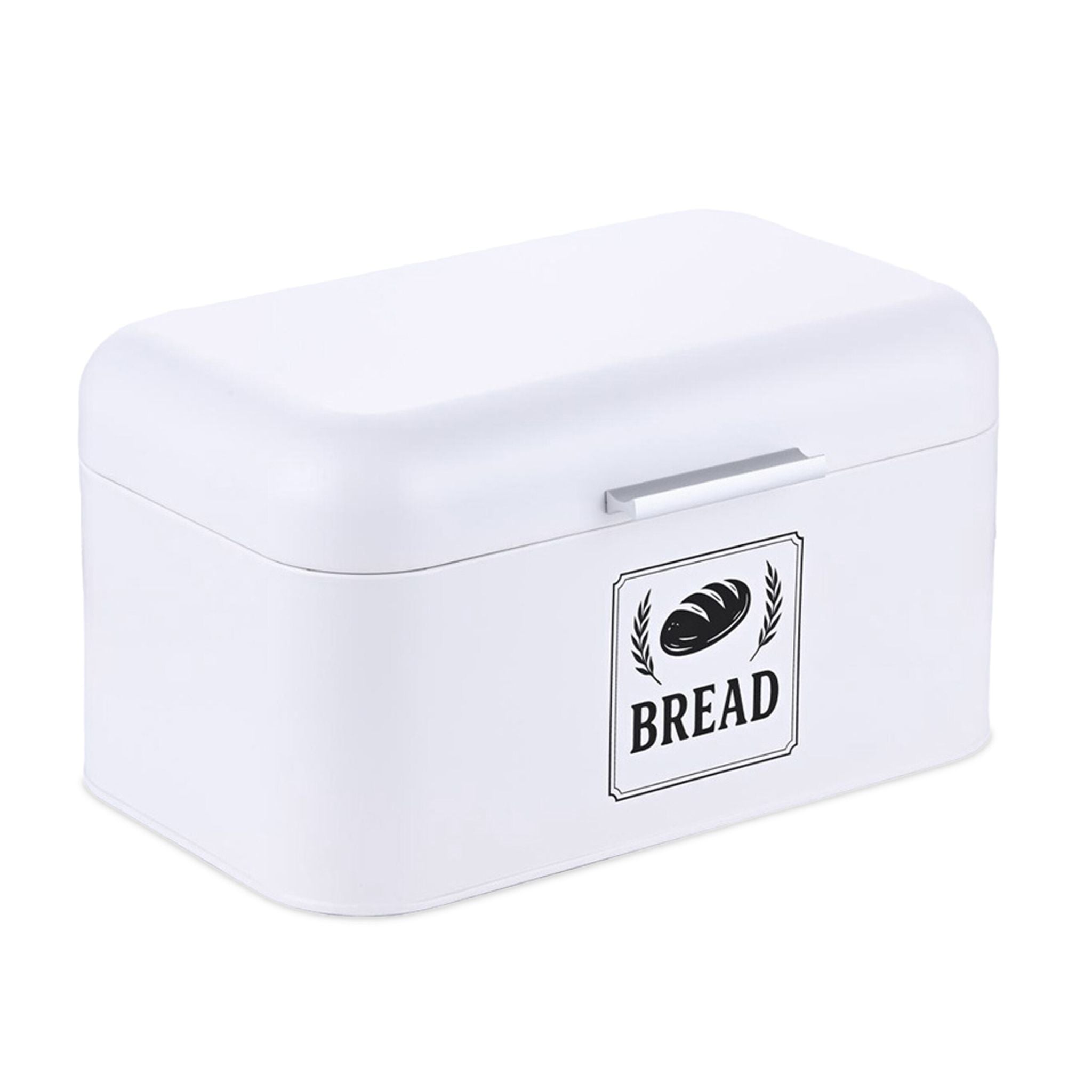 Retro Brotkasten mit Deckel & Griff Weiss-Silber von Relaxdays