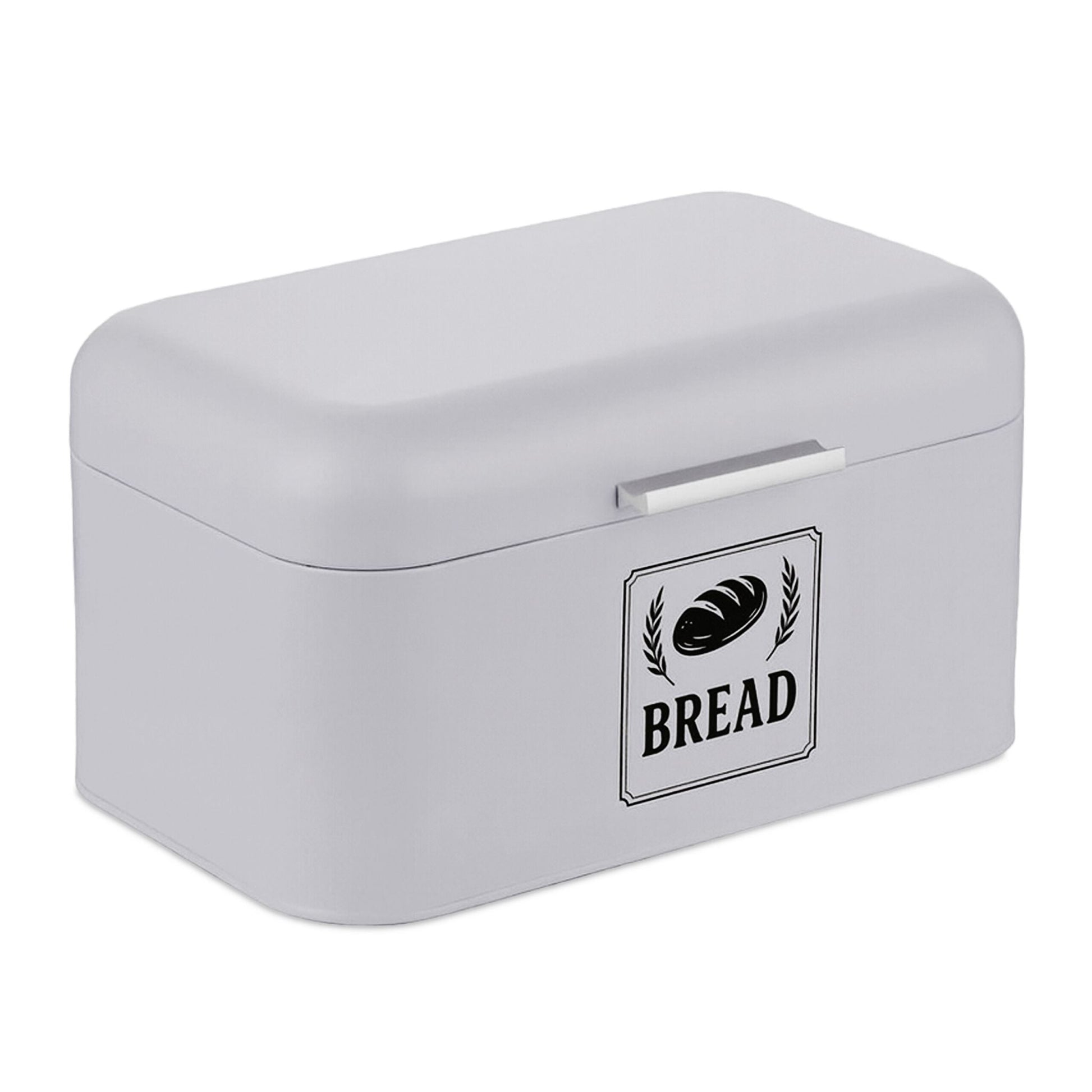 Retro Brotkasten mit Deckel & Griff Silber-Grau von Relaxdays
