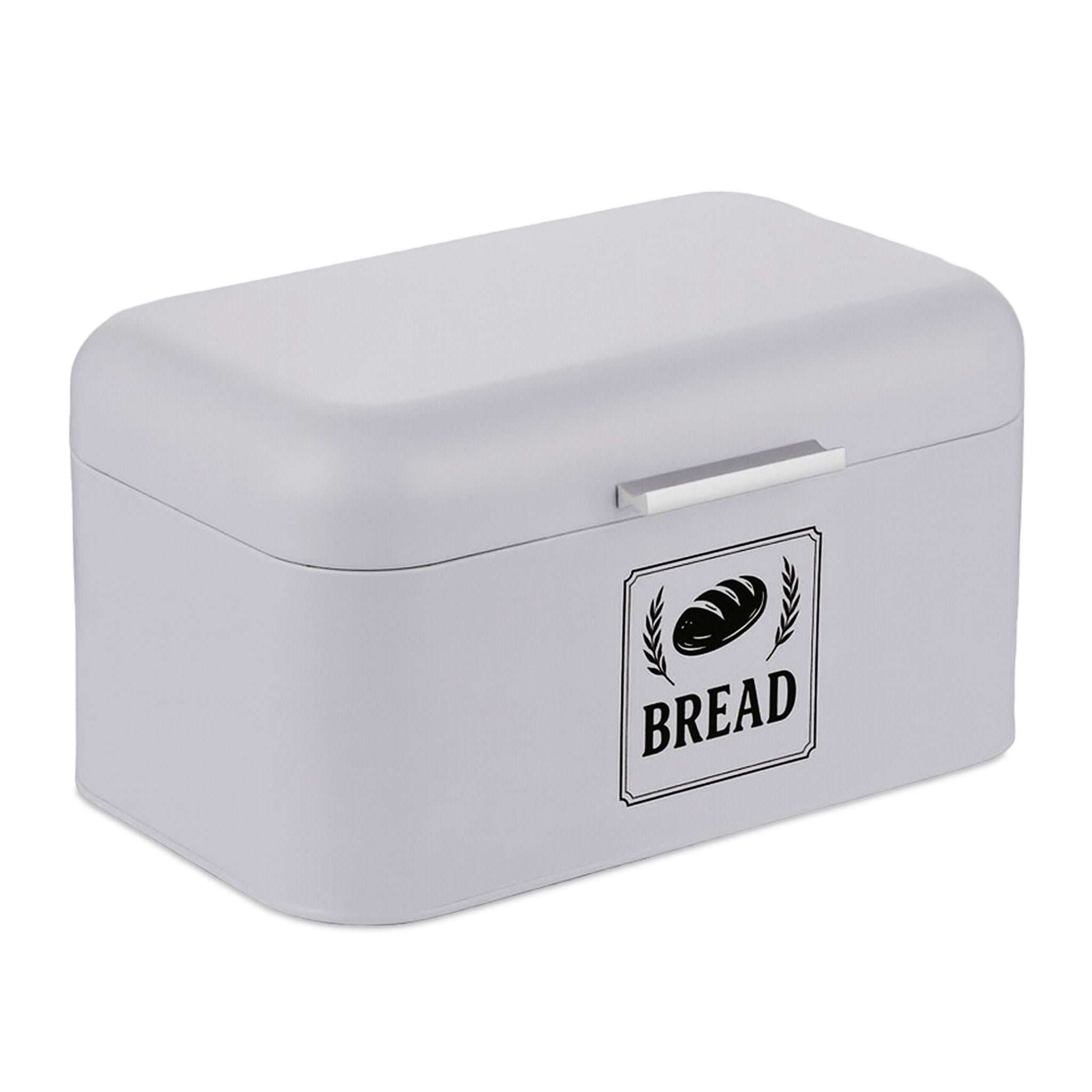 Retro Brotkasten mit Deckel & Griff Silber-Grau von Relaxdays