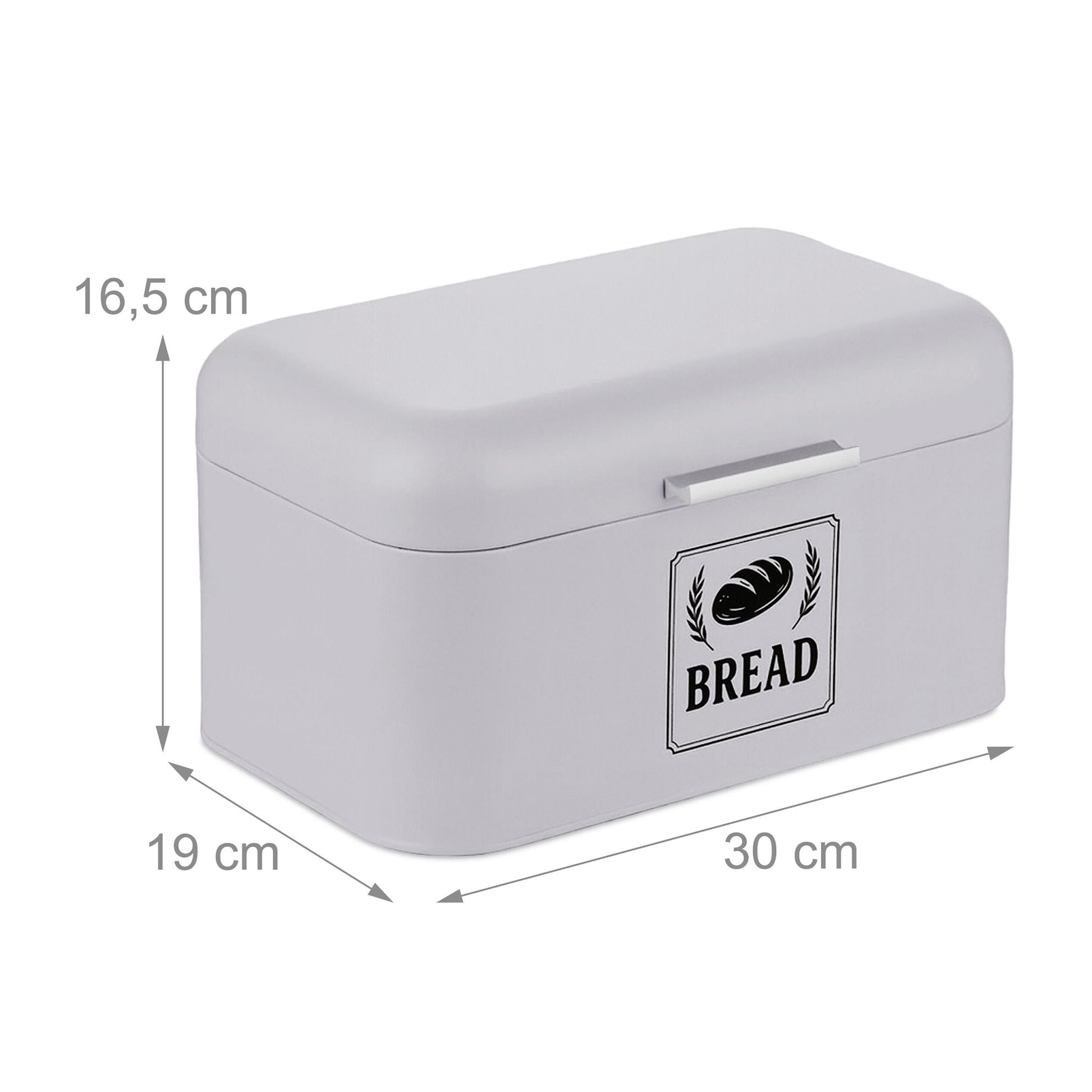 Retro Brotkasten mit Deckel & Griff Silber-Grau von Relaxdays