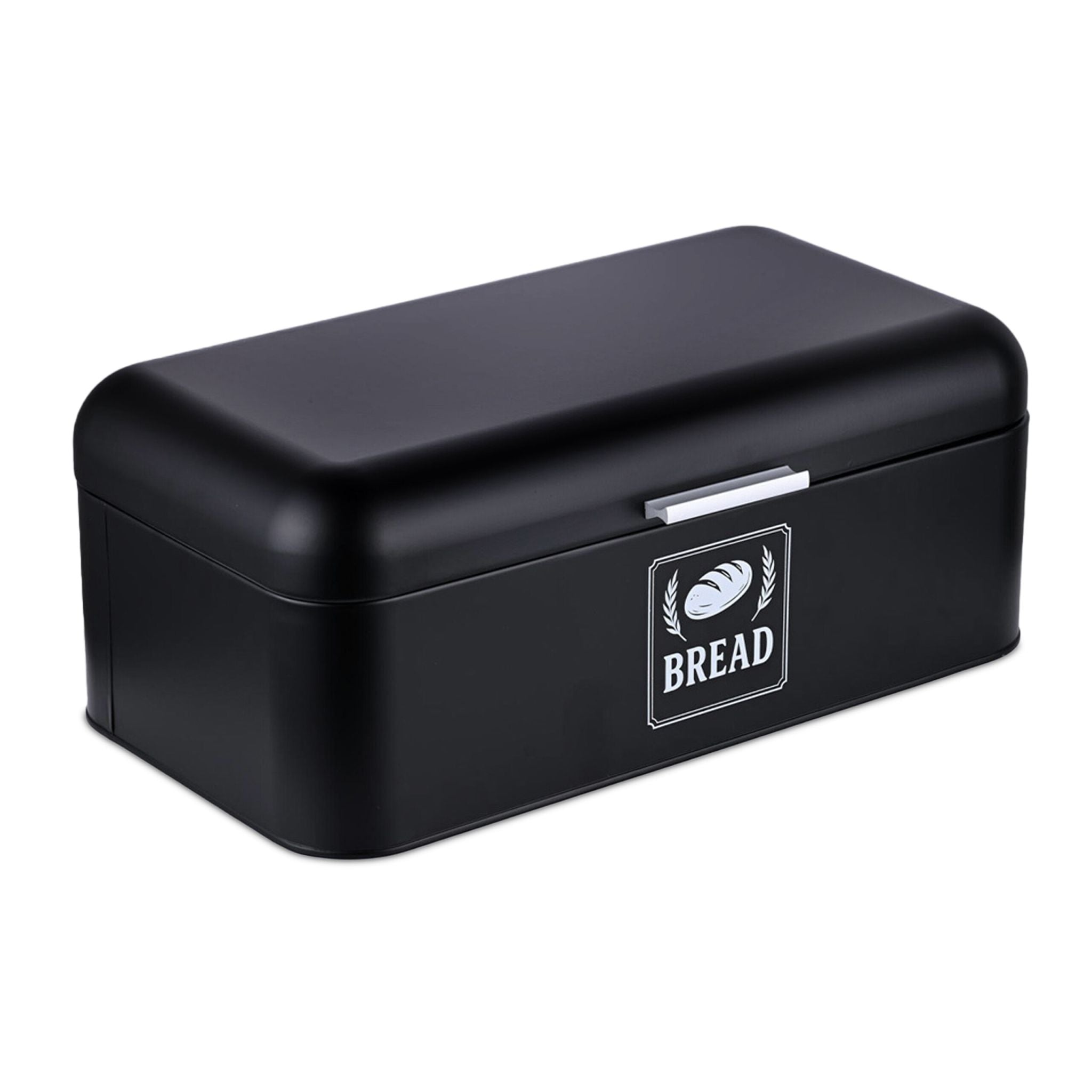 Retro Brotkasten mit Deckel & Griff Schwarz-Silber von Relaxdays