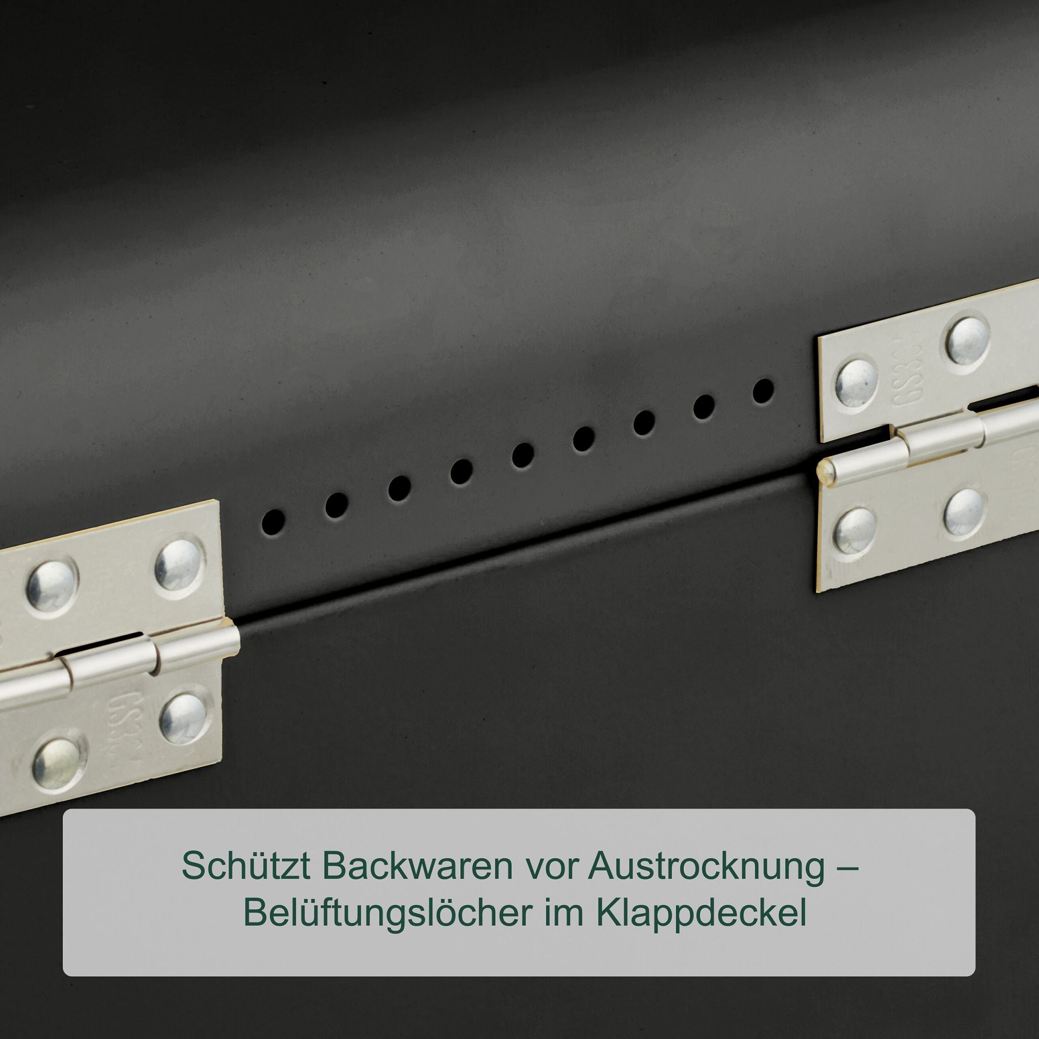 Retro Brotkasten mit Deckel & Griff Schwarz-Silber von Relaxdays
