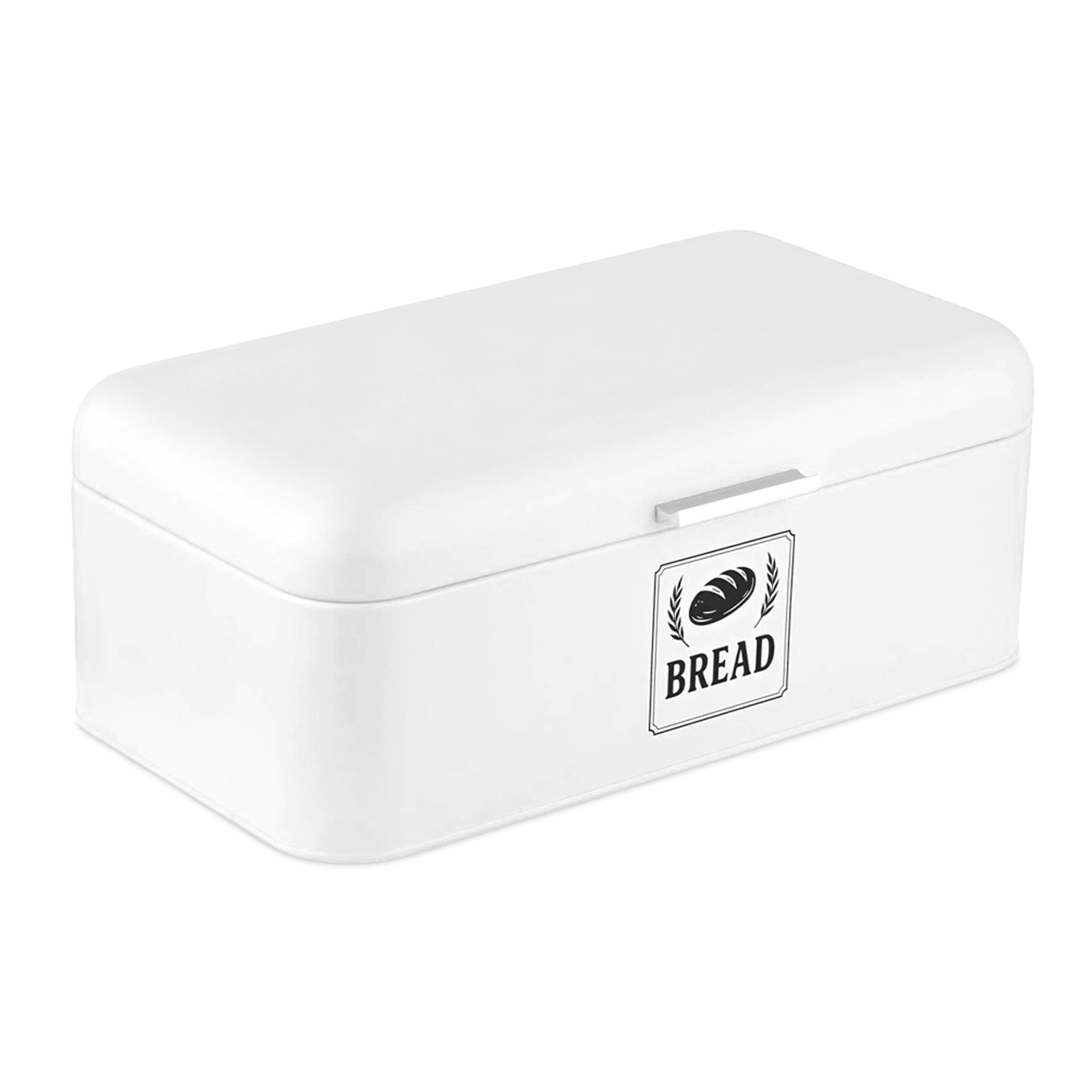 Retro Brotkasten mit Deckel & Griff Weiss-Silber von Relaxdays