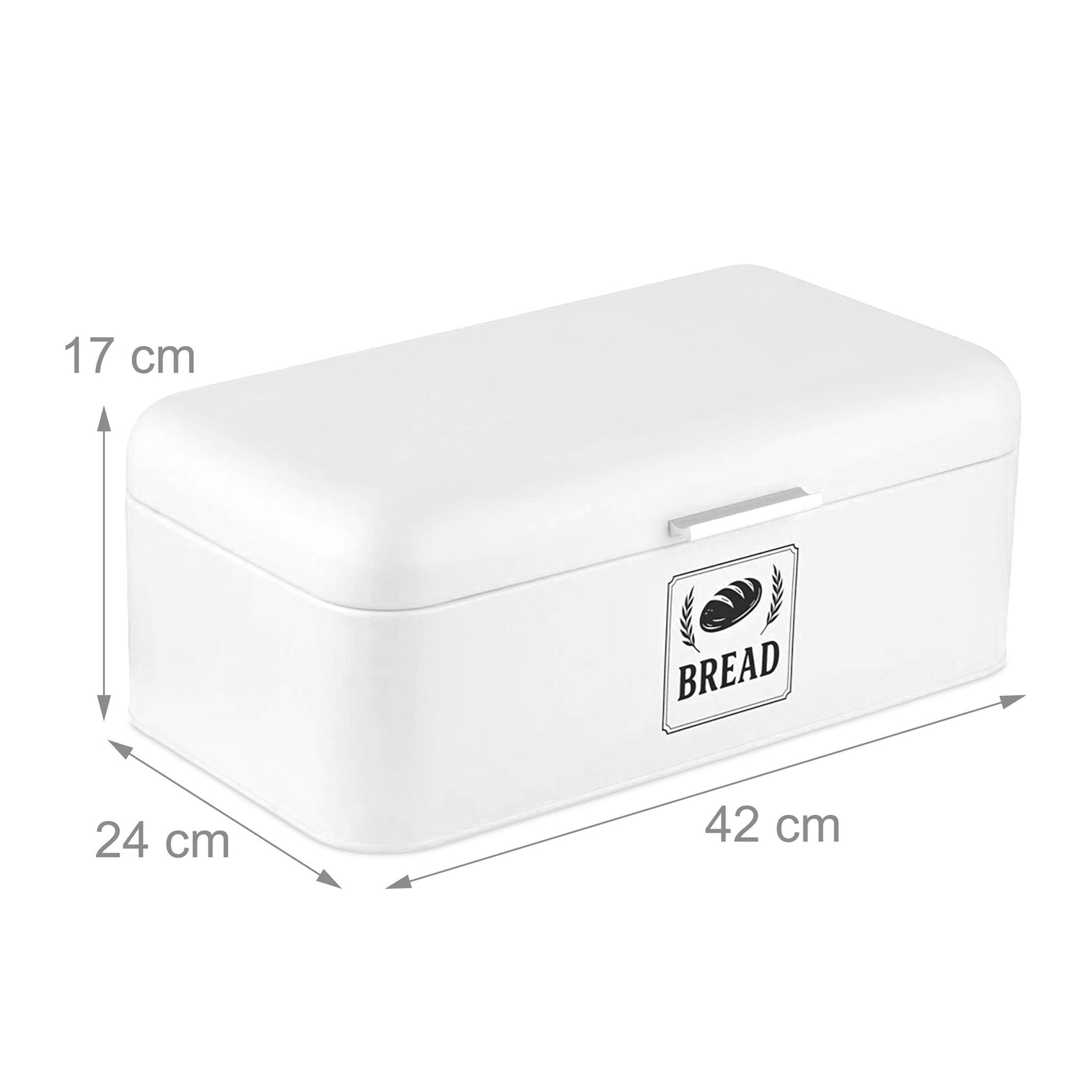 Retro Brotkasten mit Deckel & Griff Weiss-Silber von Relaxdays