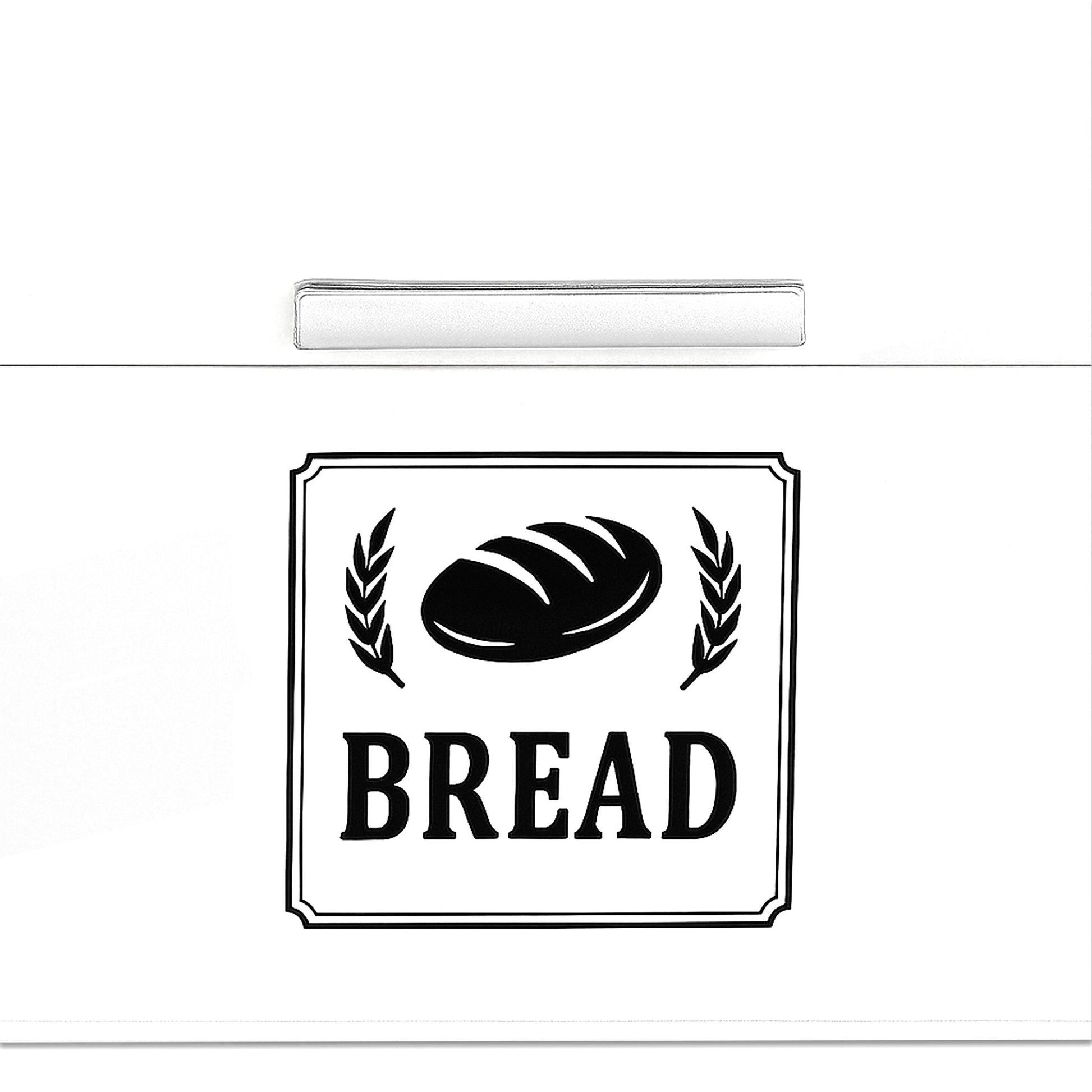 Retro Brotkasten mit Deckel & Griff Weiss-Silber von Relaxdays