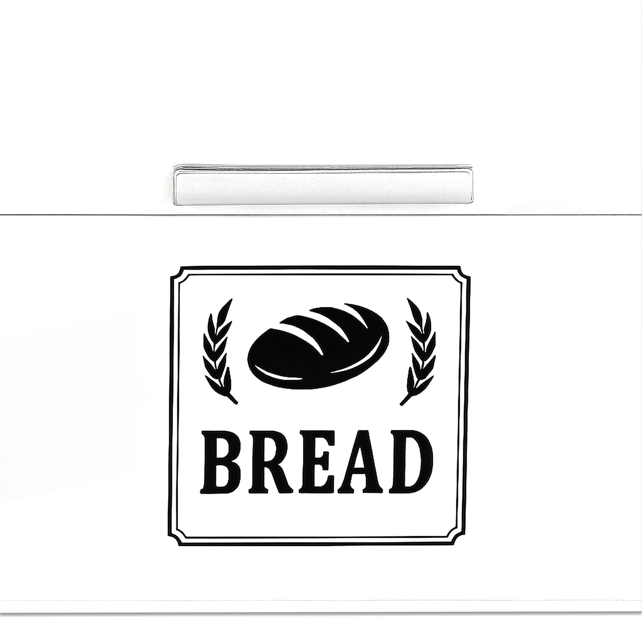 Retro Brotkasten mit Deckel & Griff Weiss-Silber von Relaxdays