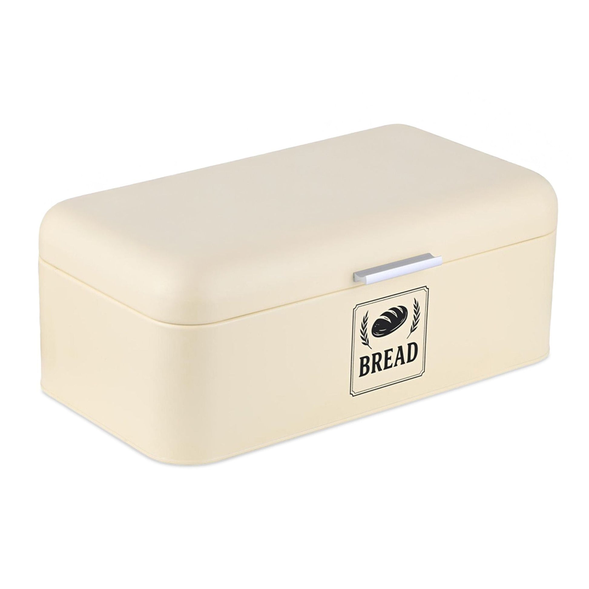 Retro Brotkasten mit Deckel & Griff Beige-Silber von Relaxdays