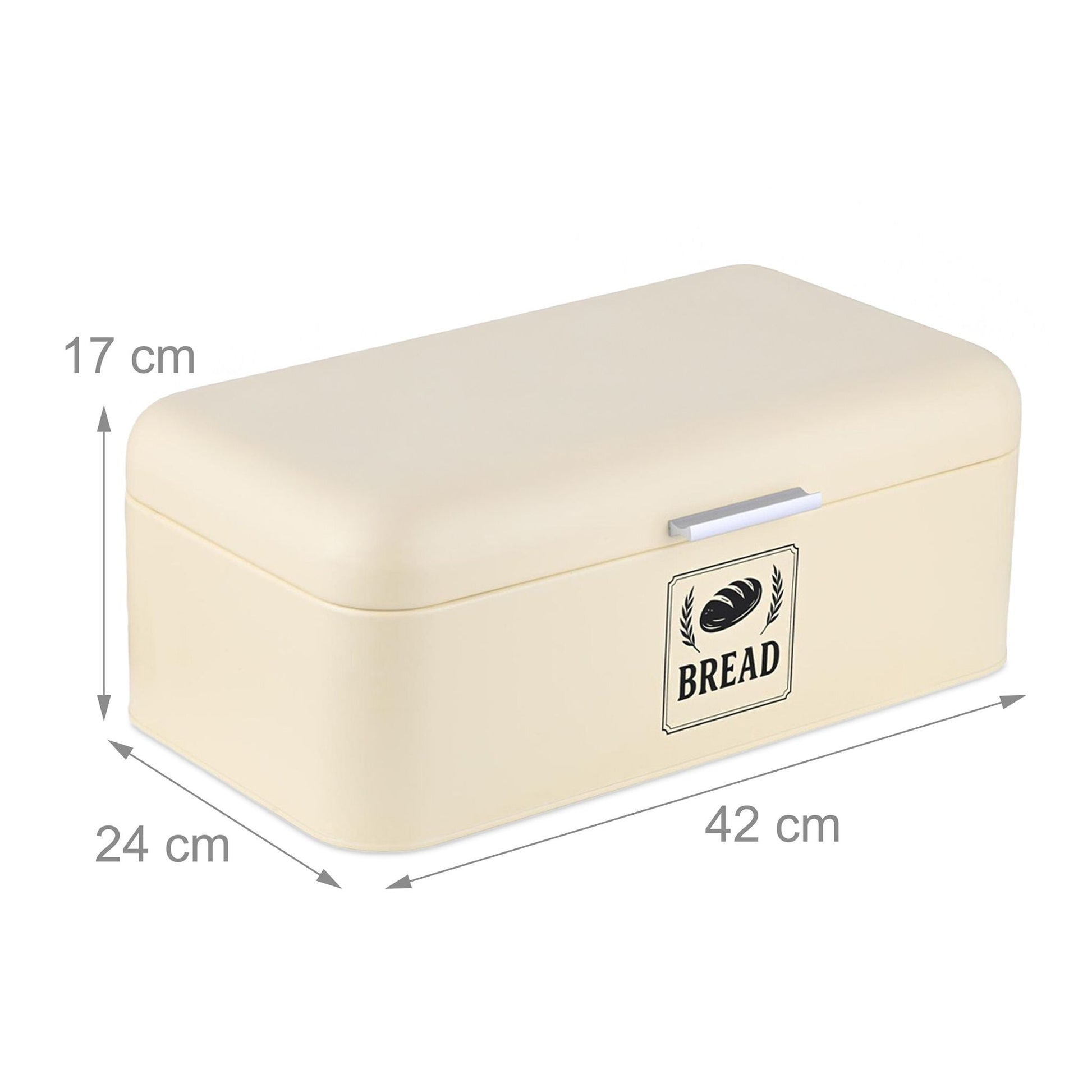 Retro Brotkasten mit Deckel & Griff Beige-Silber von Relaxdays