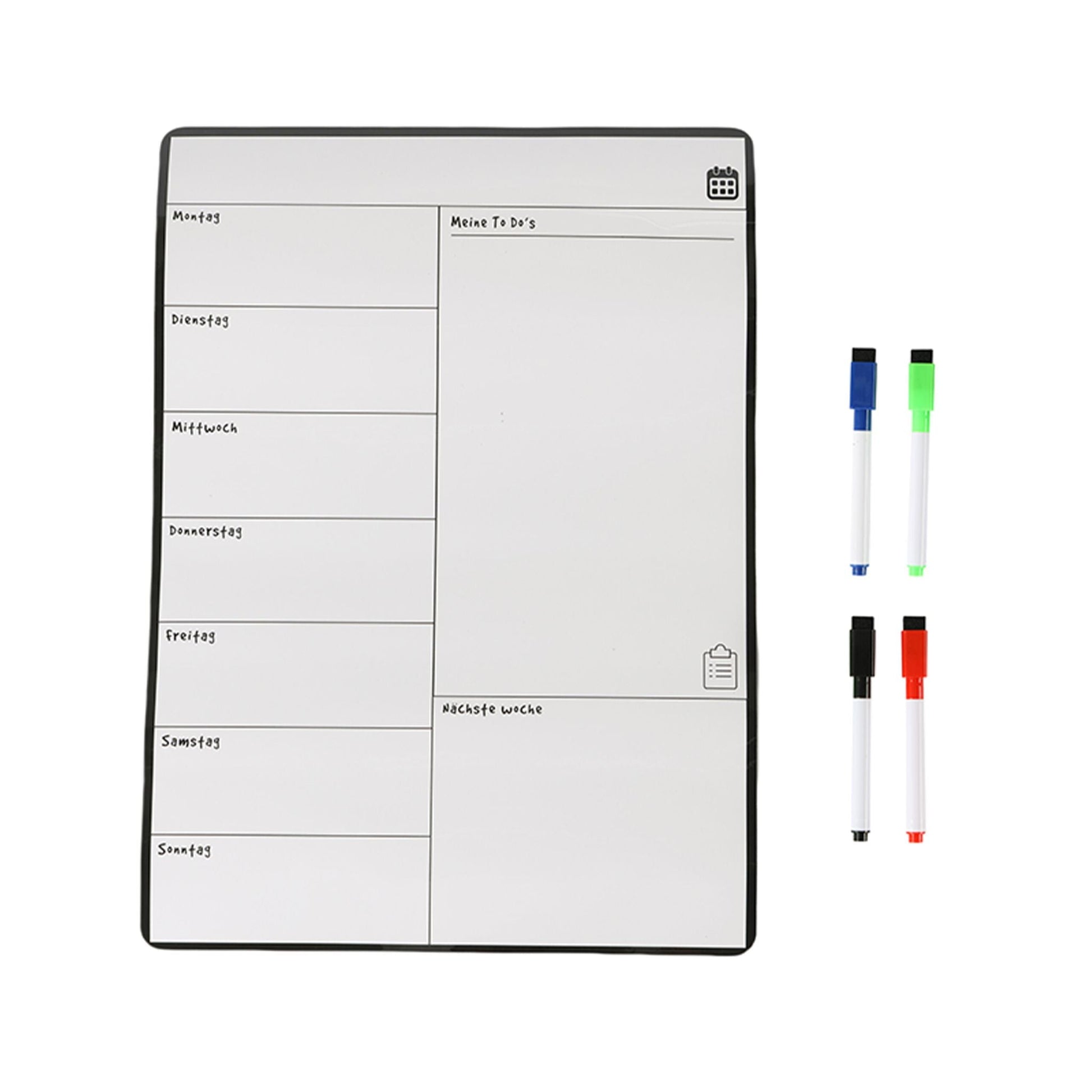 Speiseplan Wochenplaner magnetisch Weiss-Schwarz von Relaxdays