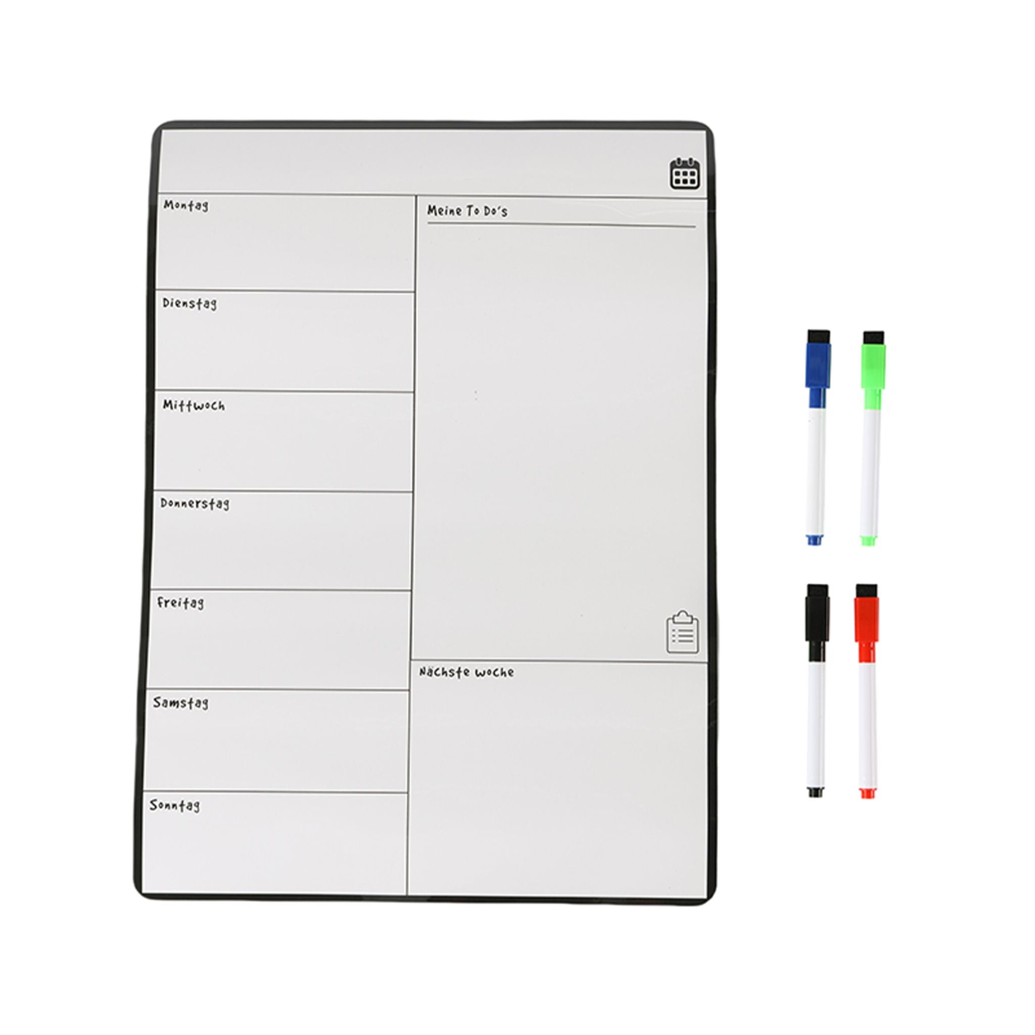 Speiseplan Wochenplaner magnetisch Weiss-Schwarz von Relaxdays