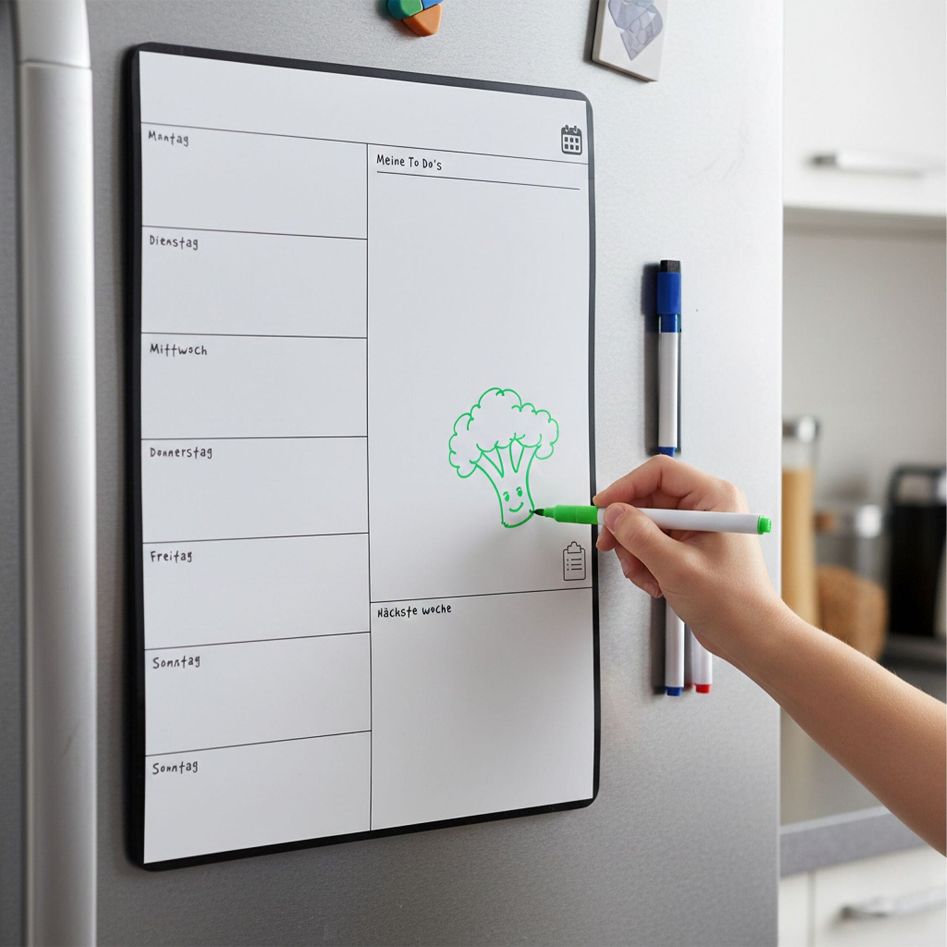 Speiseplan Wochenplaner magnetisch Weiss-Schwarz von Relaxdays