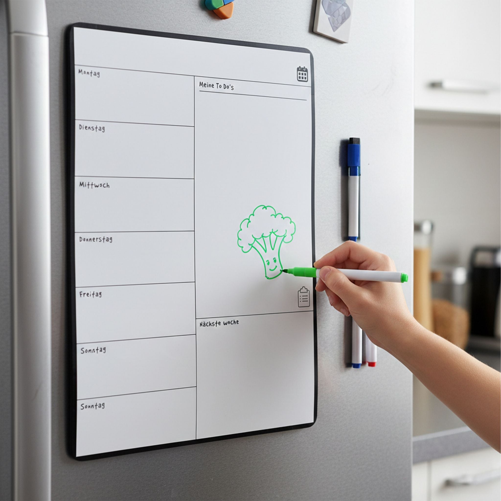 Speiseplan Wochenplaner magnetisch Weiss-Schwarz von Relaxdays
