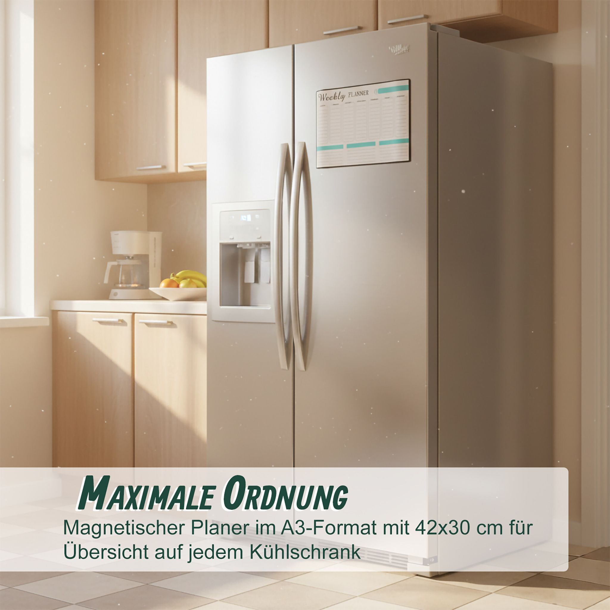 Whiteboard für Kühlschrank 2er-Set Weiss-Schwarz-Türkis