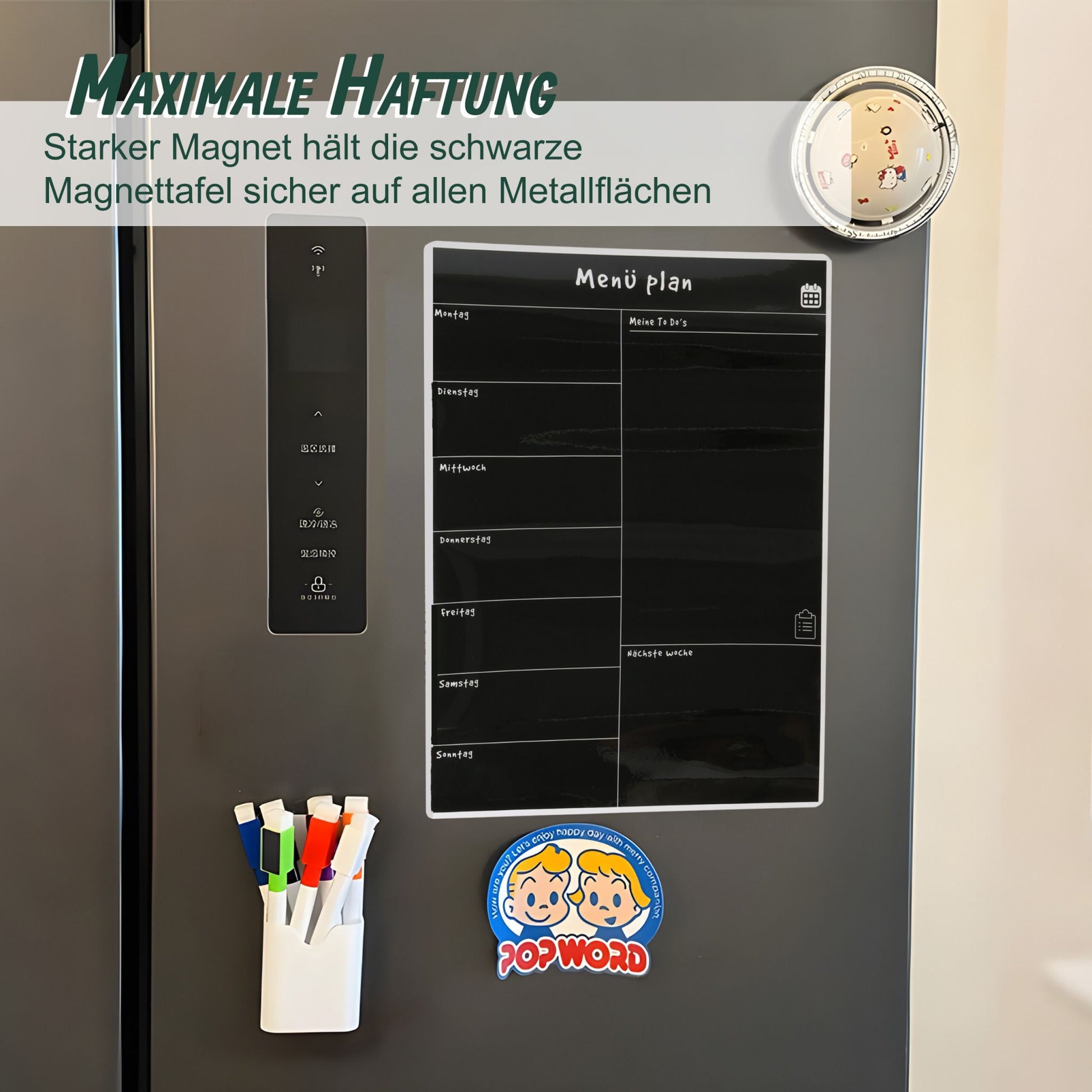 Speiseplan Wochenplaner magnetisch Weiss-Schwarz von Relaxdays