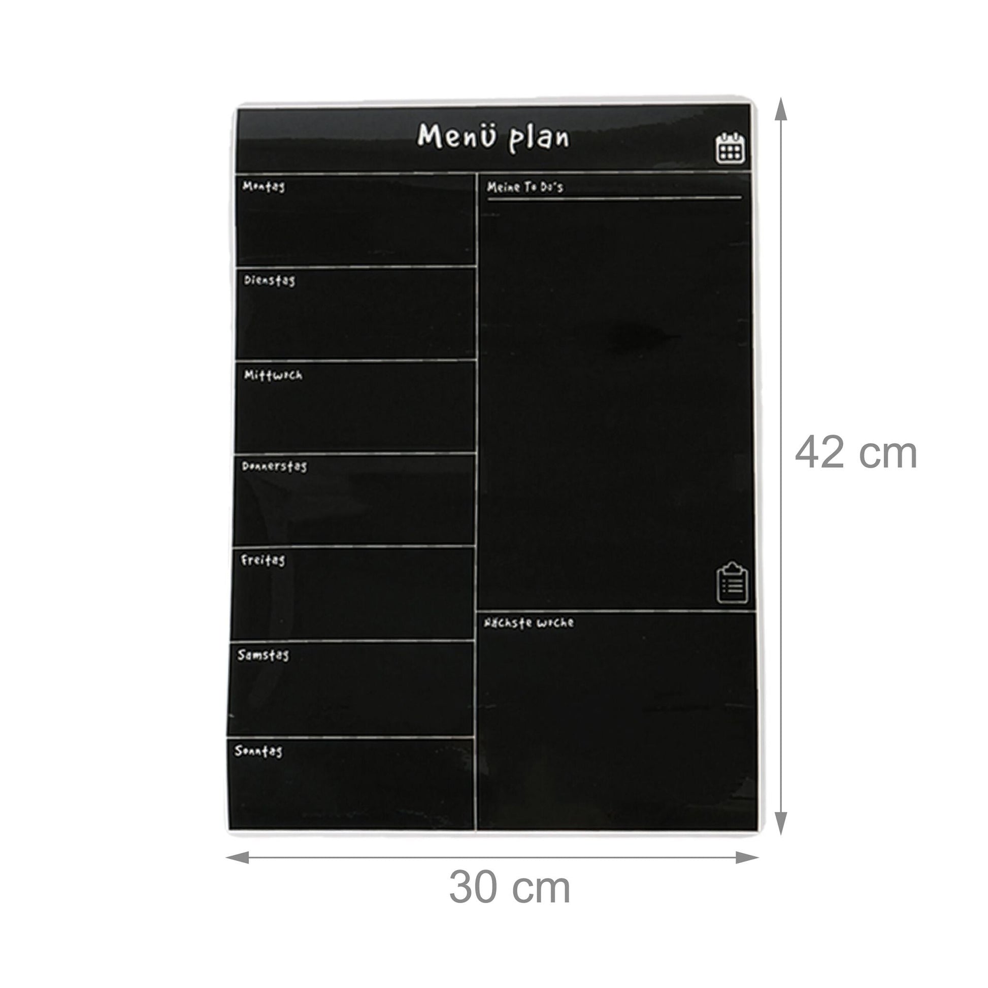 Speiseplan Wochenplaner magnetisch Weiss-Schwarz von Relaxdays