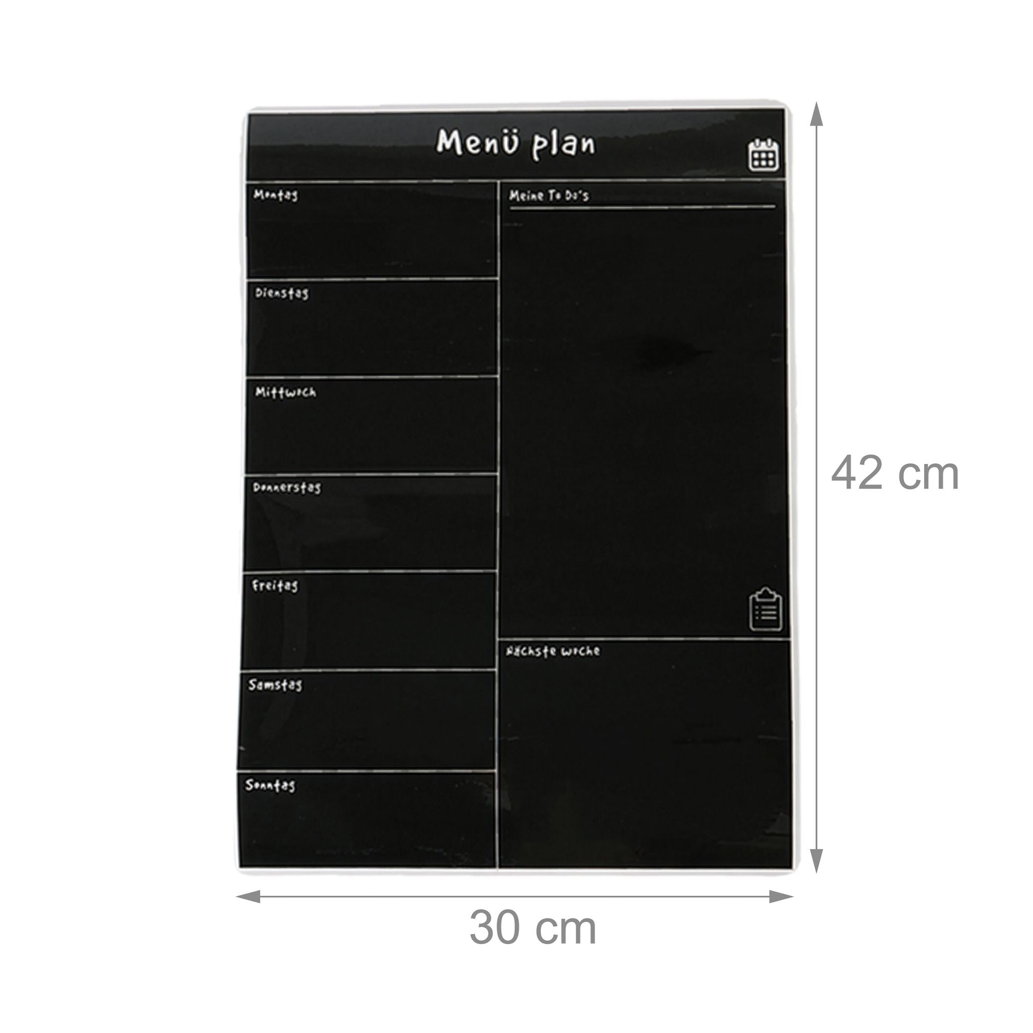 Speiseplan Wochenplaner magnetisch Weiss-Schwarz von Relaxdays