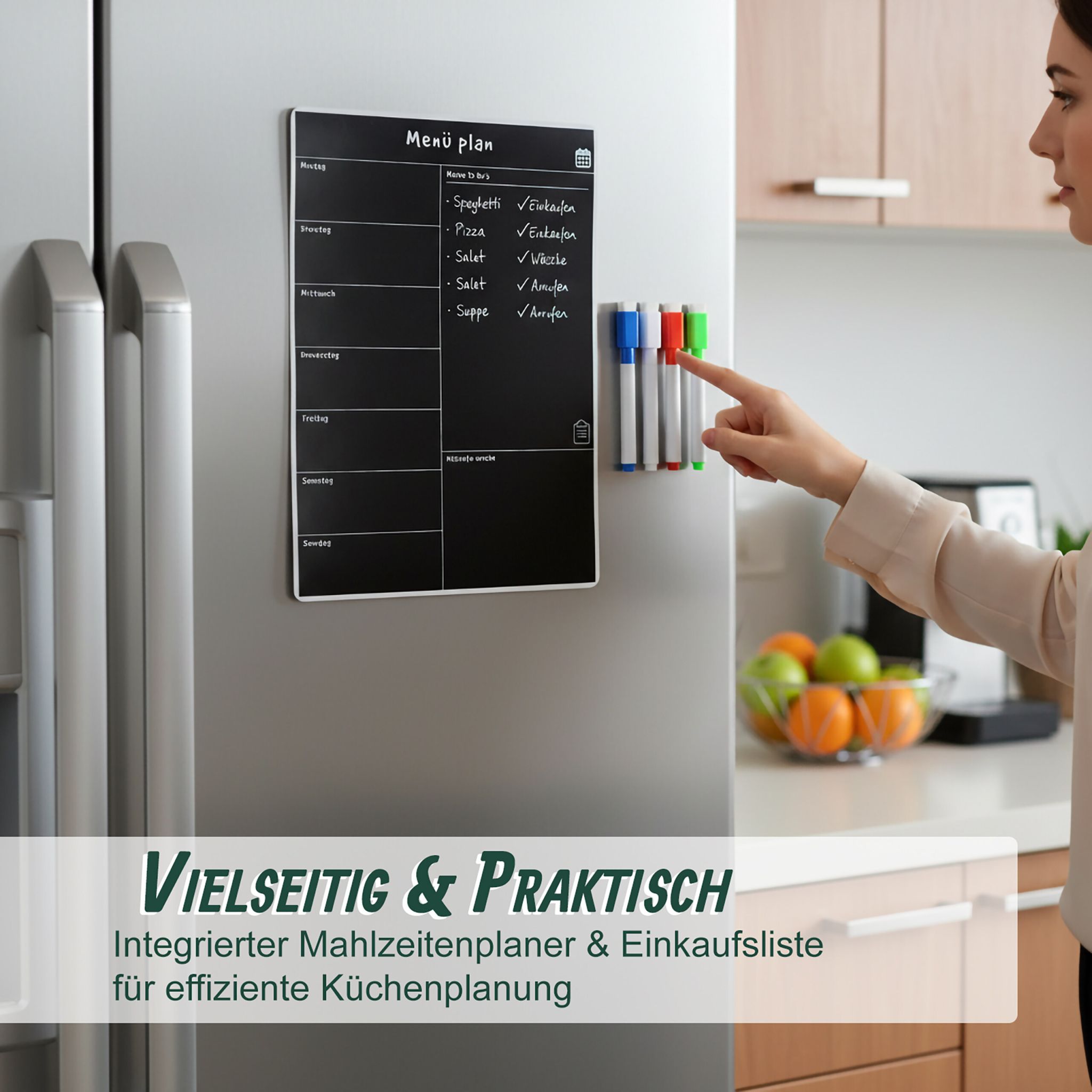 Speiseplan Wochenplaner magnetisch Weiss-Schwarz von Relaxdays